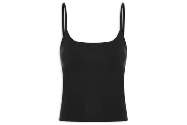 Regata Feminina Tricot Alcinha Básica - Preto