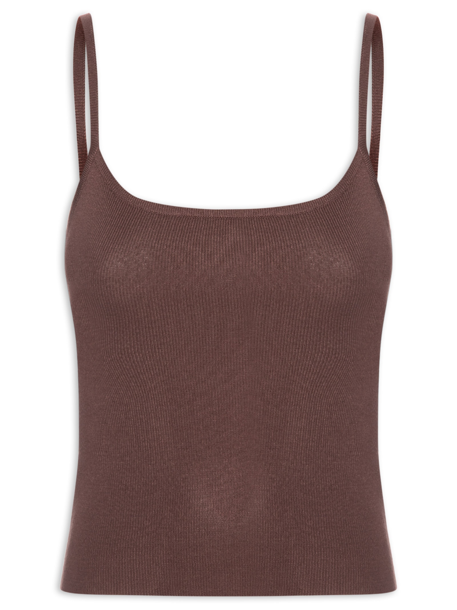 Regata Feminina Tricot Alcinha Básica – Marrom Basiq