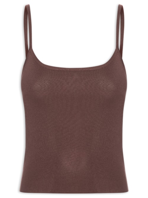 Regata Feminina Tricot Alcinha Básica – Marrom