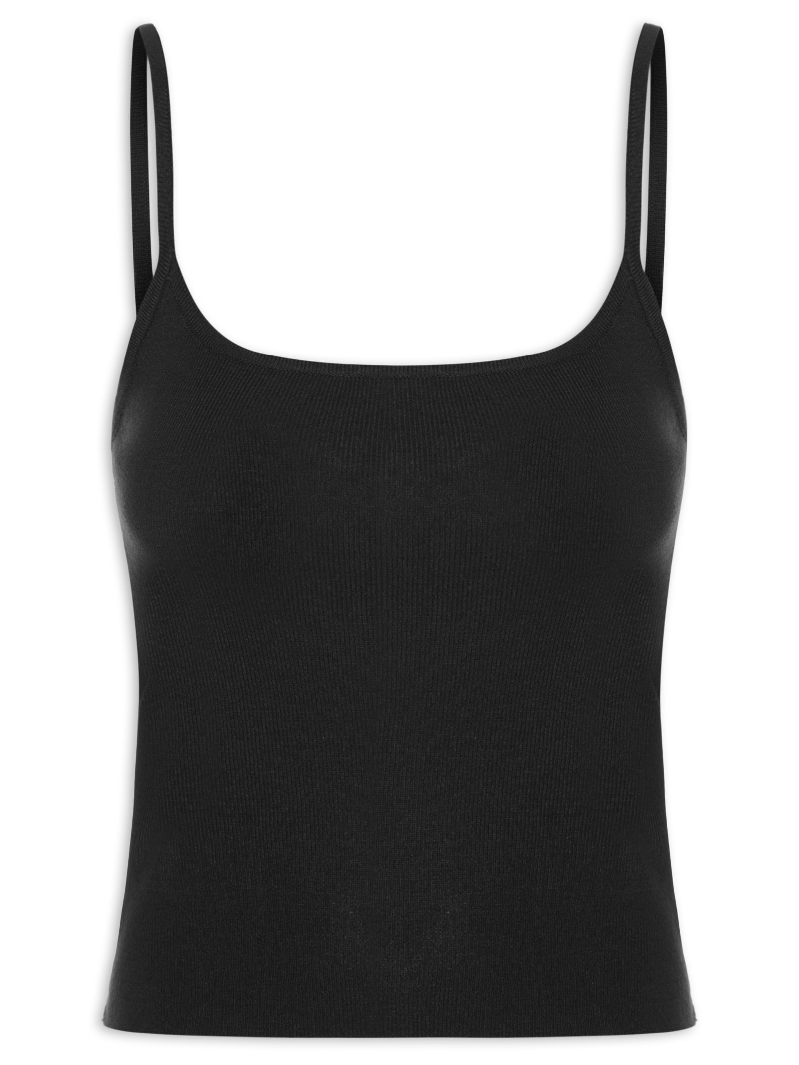 Regata Feminina Tricot Alcinha Básica – Preto Basiq