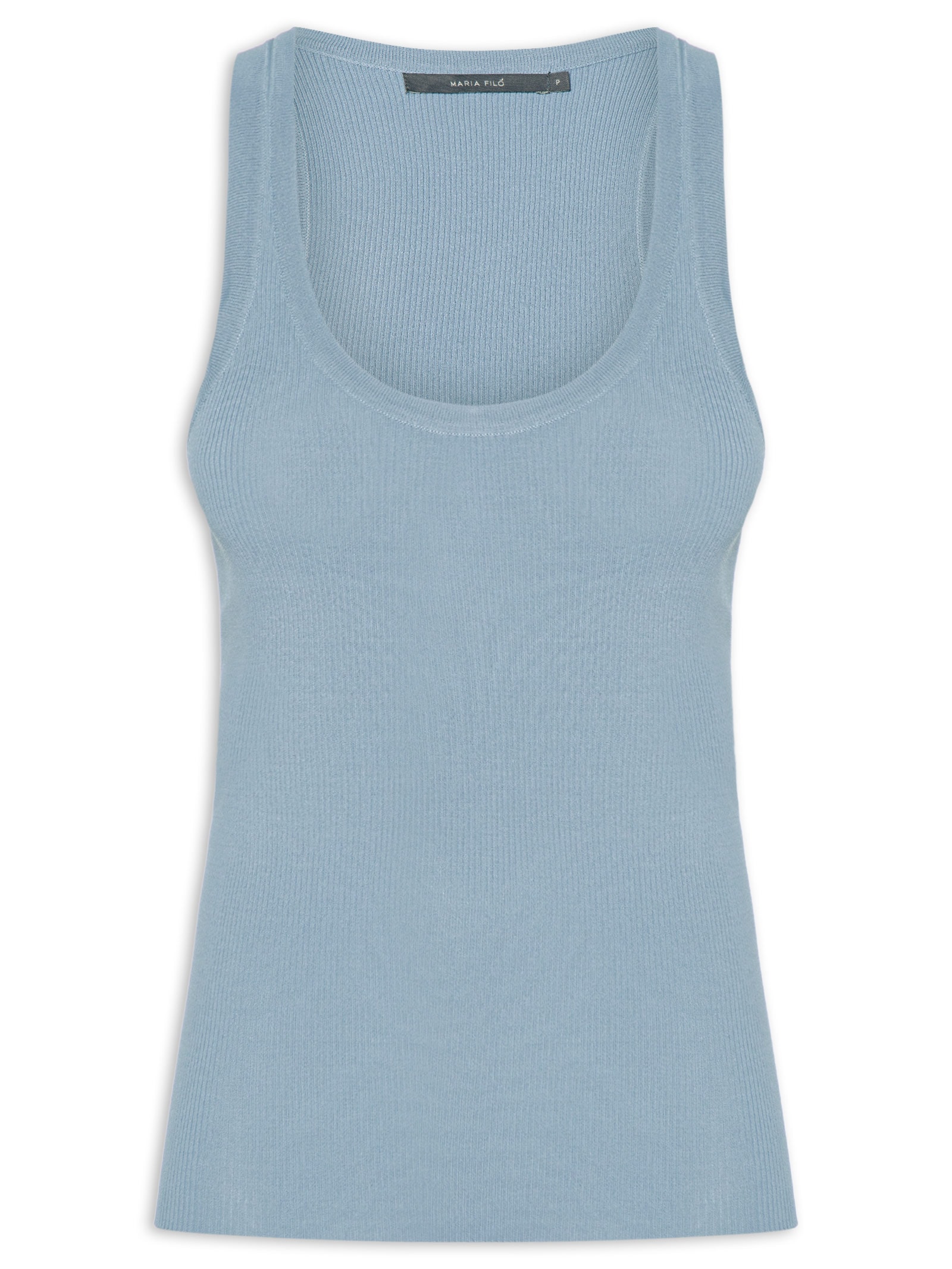 Regata Feminina Tricot Basic Azul Maria Filó