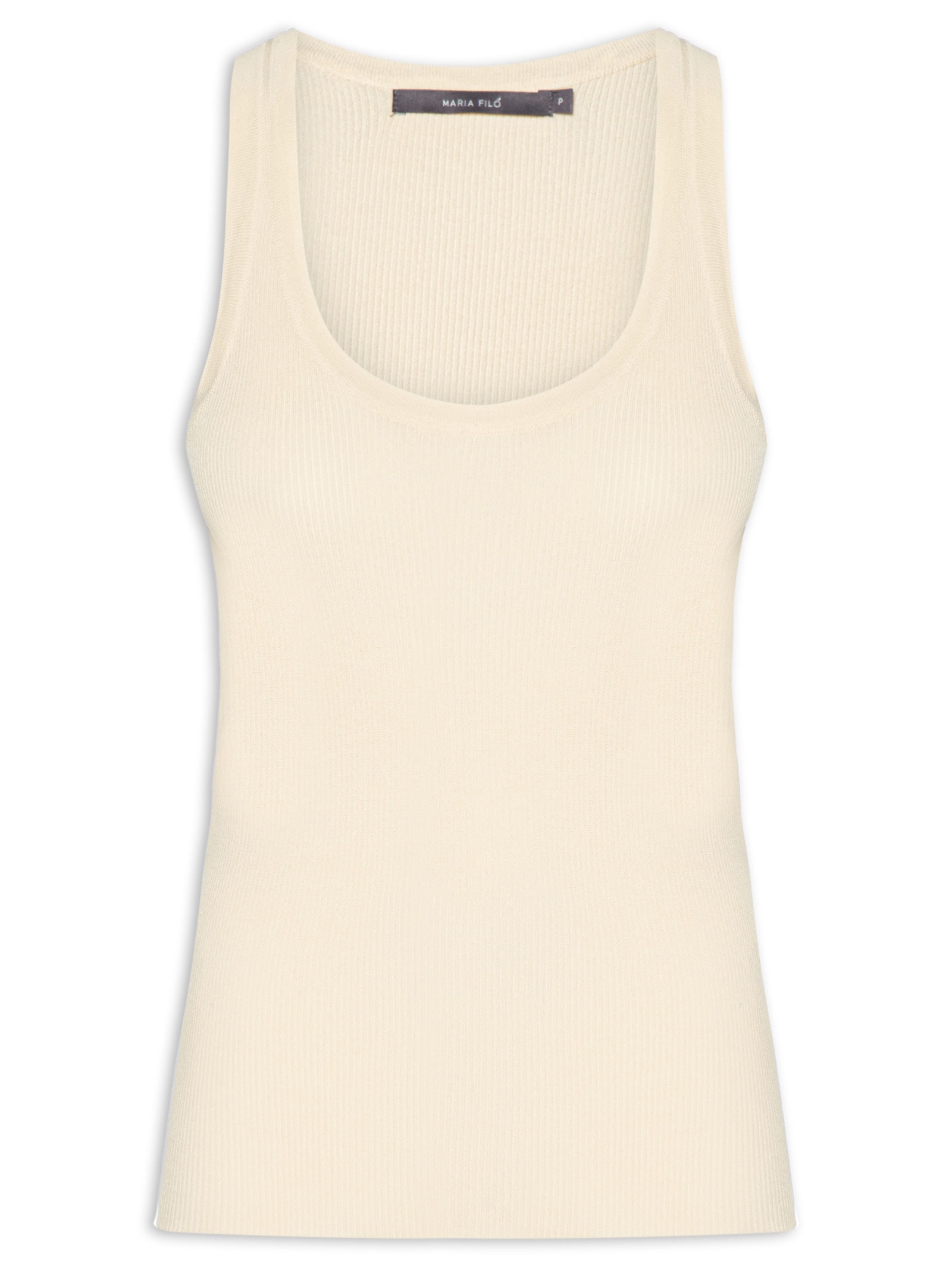 Regata Feminina Tricot Basic Off White Maria Filó
