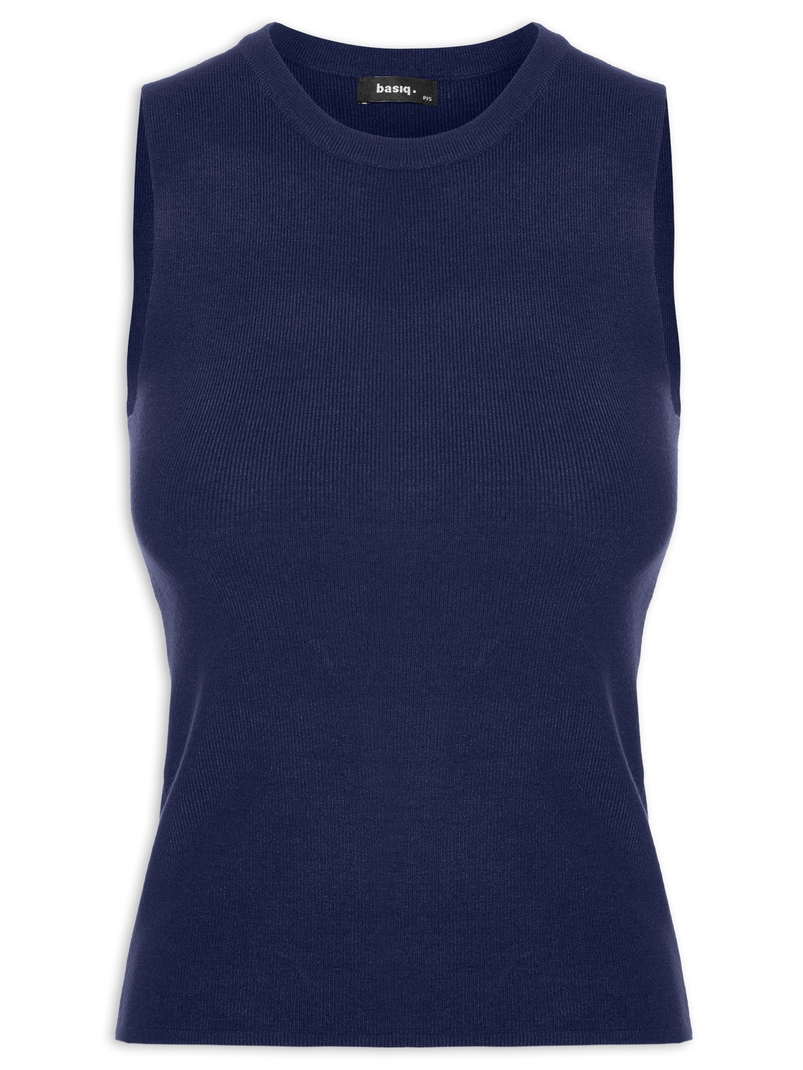 Regata Feminina Tricot Básica Azul Basiq