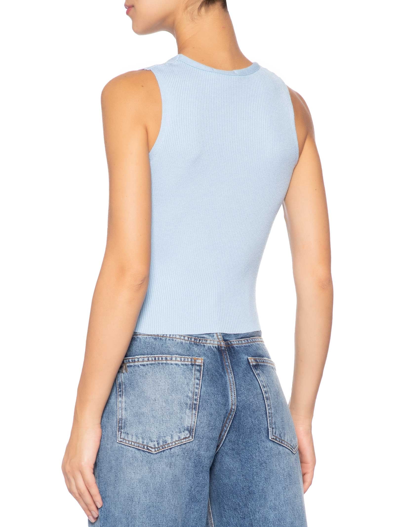 Regata Feminina Tricot Básica Azul Basiq