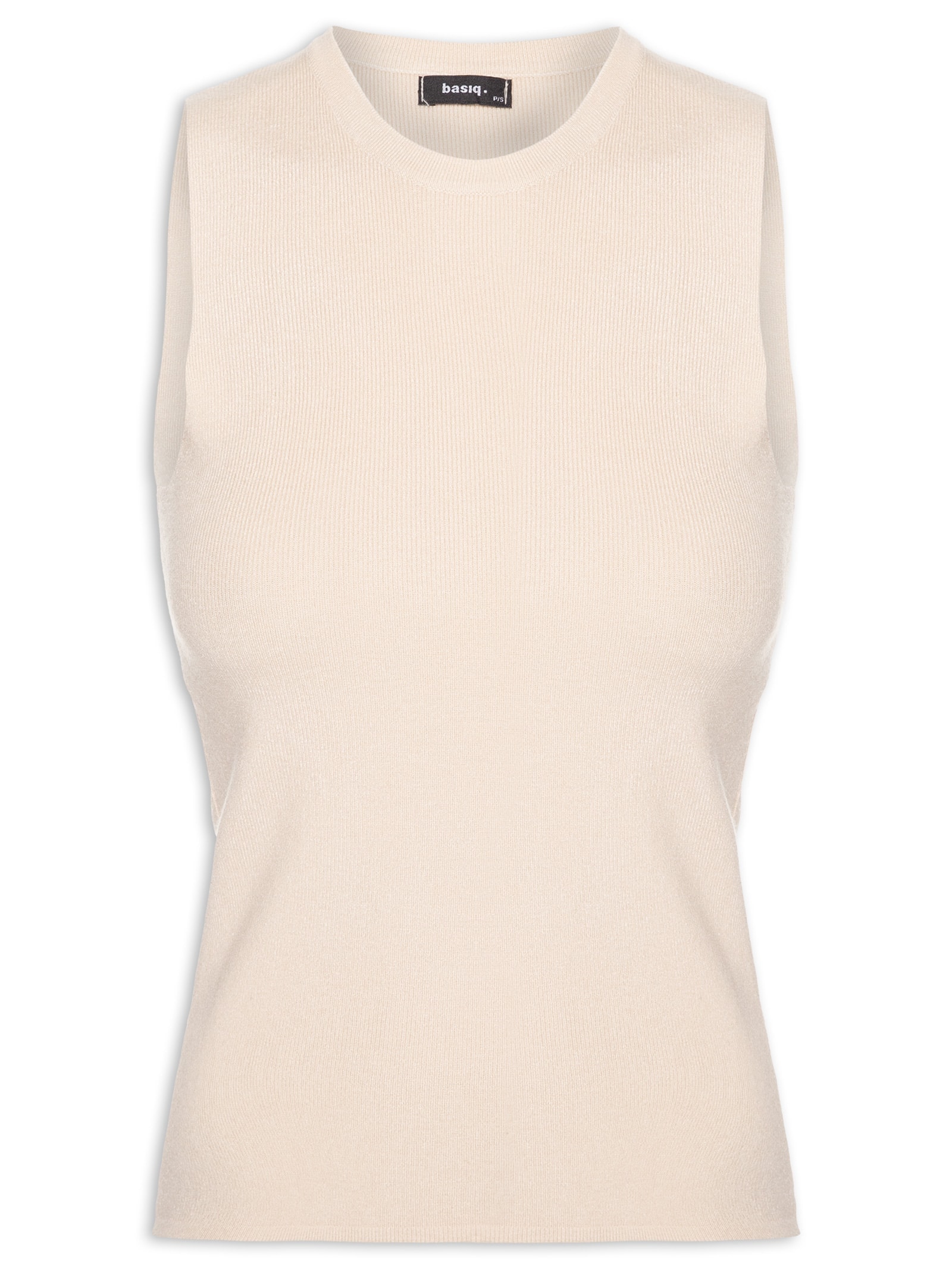 Regata Feminina Tricot Básica Bege Basiq
