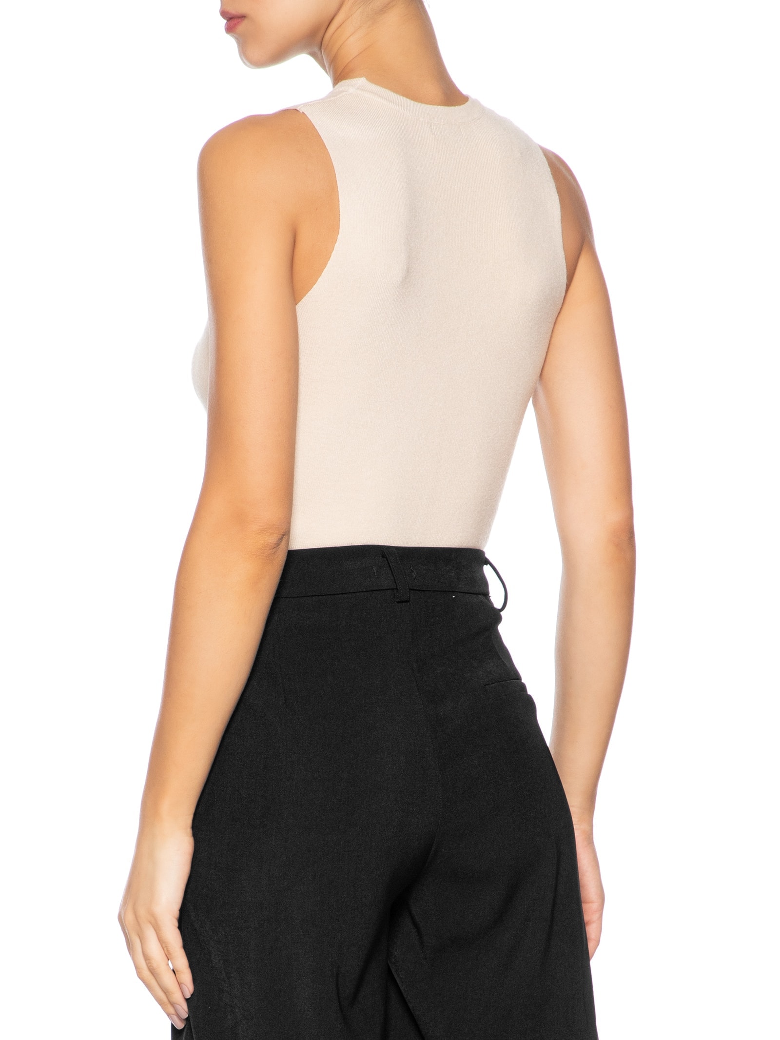 Regata Feminina Tricot Básica Bege Basiq