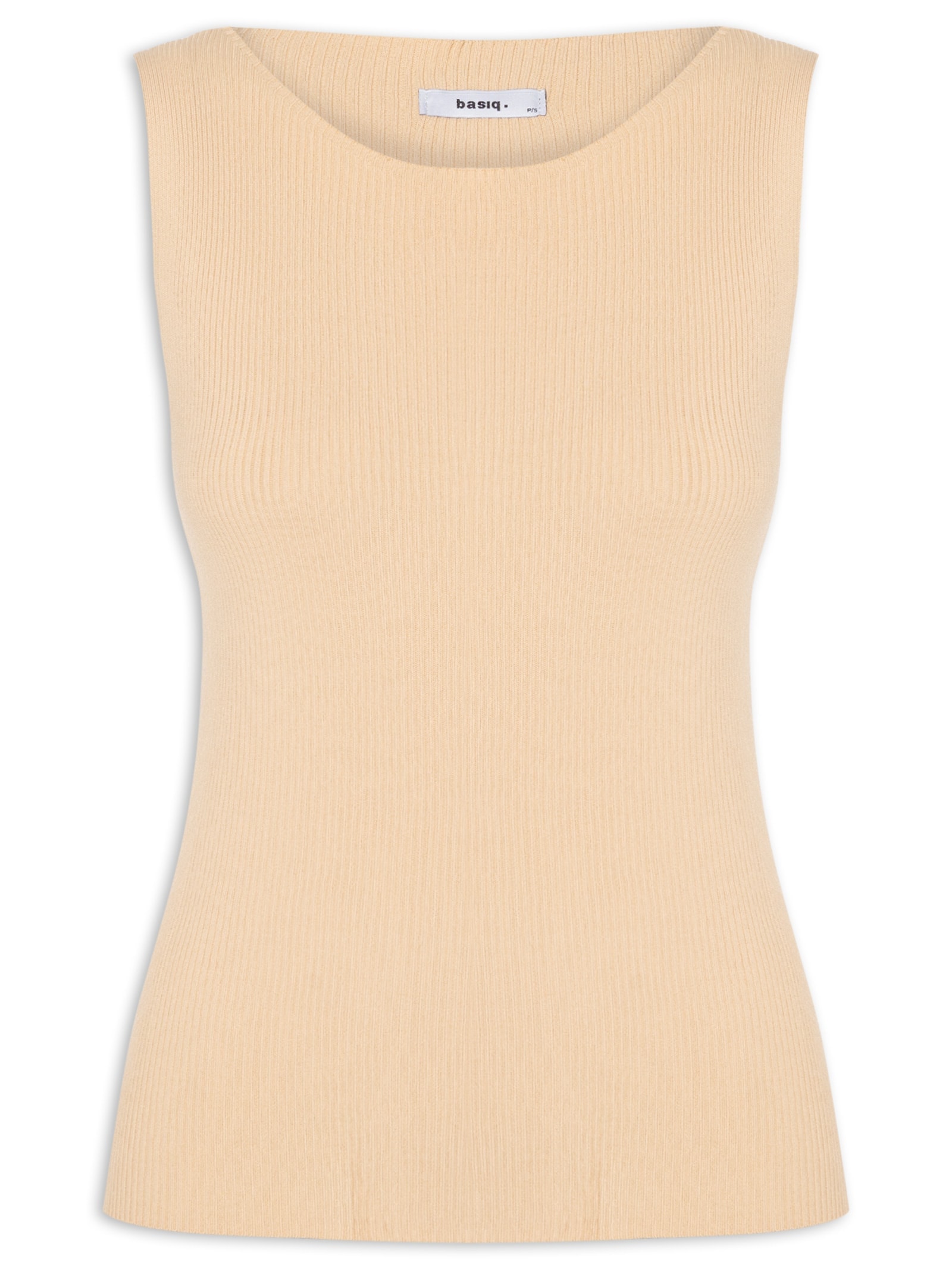 Regata Feminina Tricot Básica Bege Basiq