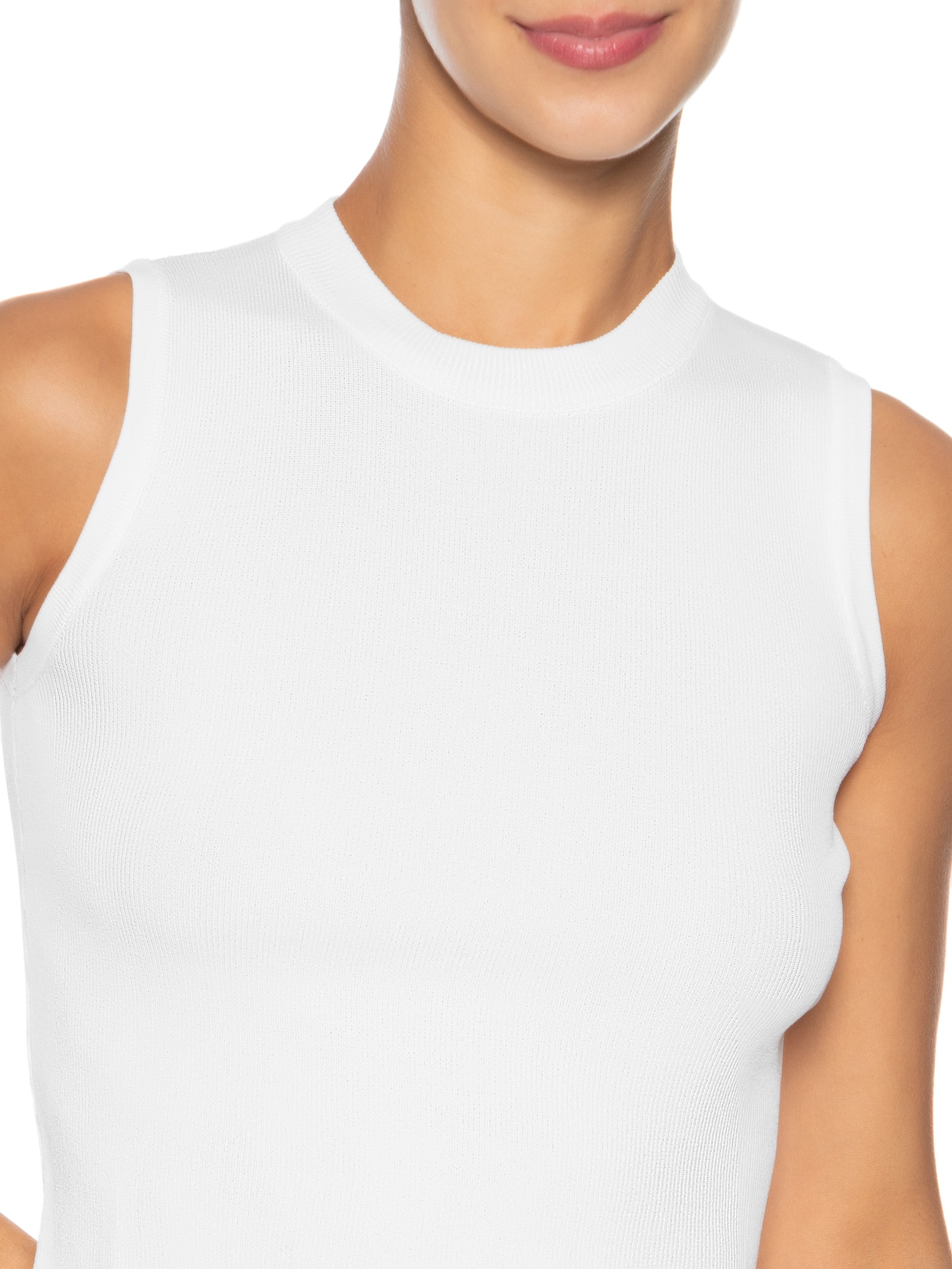 Regata Feminina Tricot Básica Bege Basiq