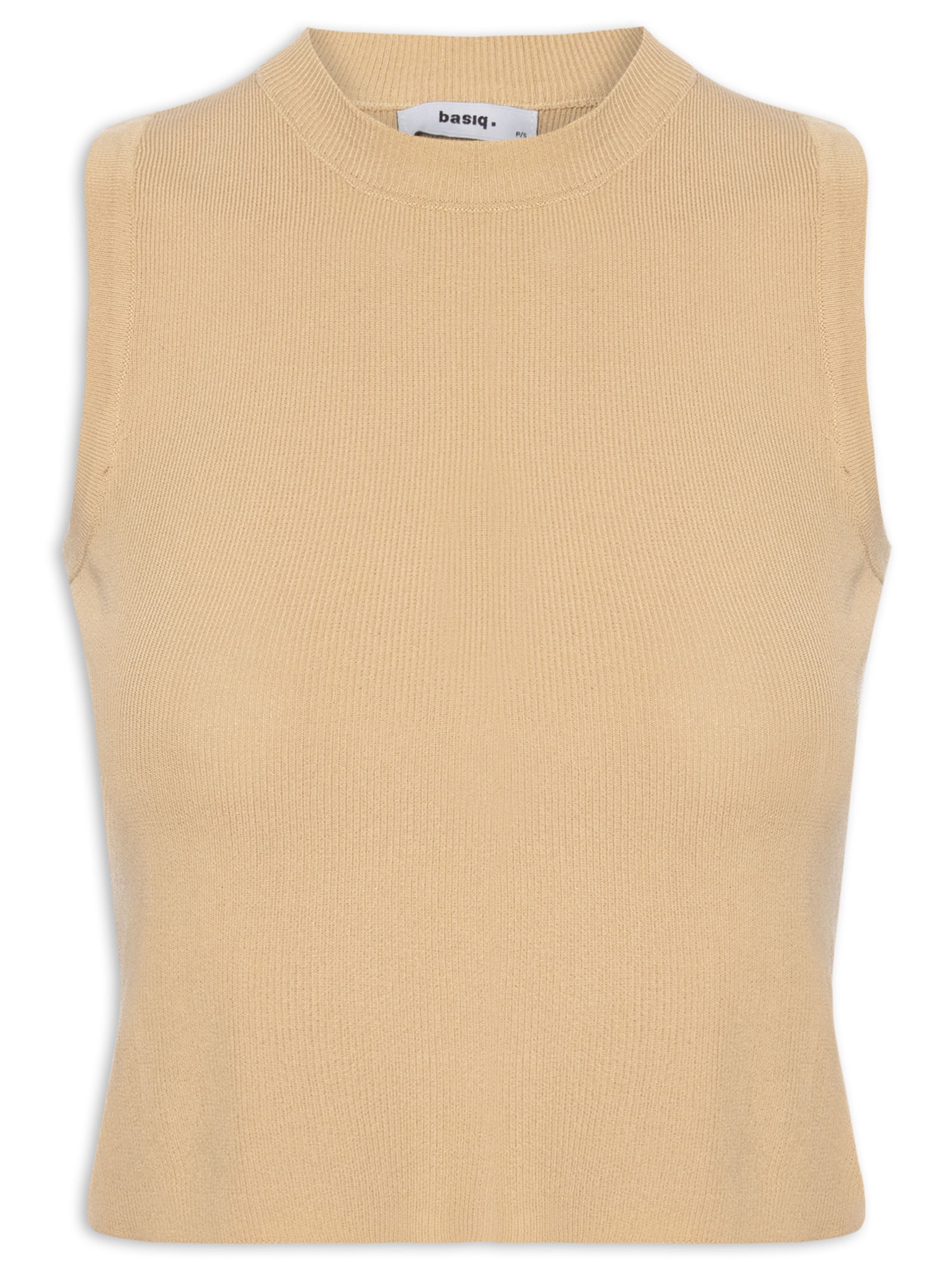 Regata Feminina Tricot Básica Bege Basiq