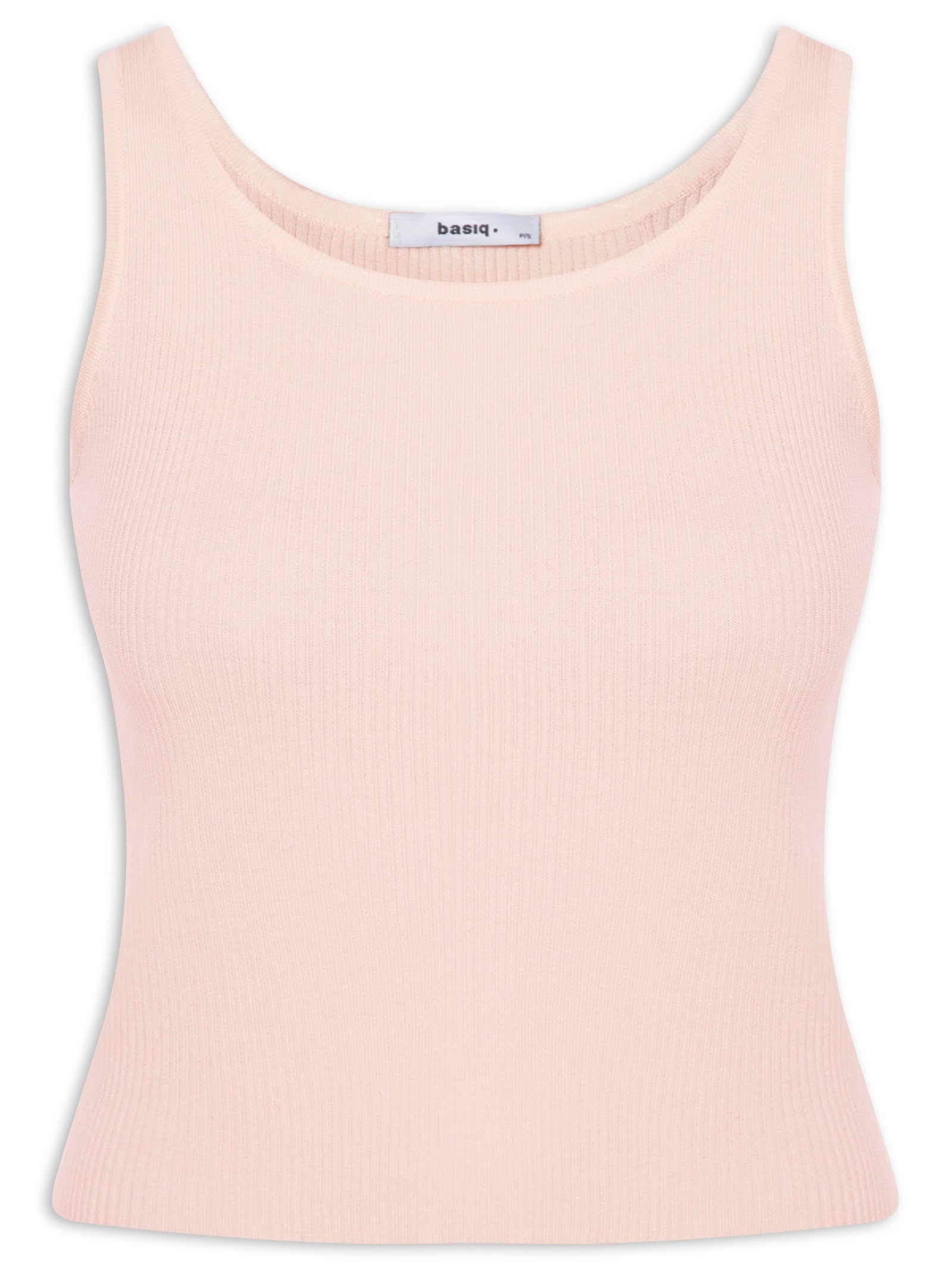 Regata Feminina Tricot Básica Bege Basiq