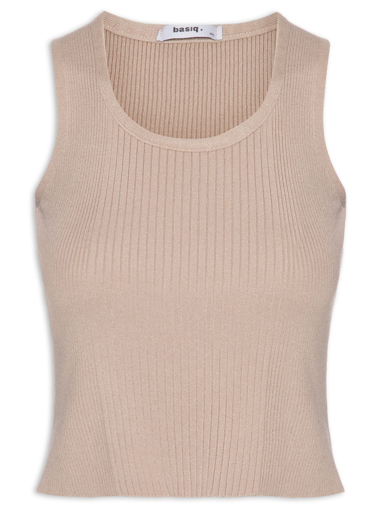 Regata Feminina Tricot Básica Bege Basiq