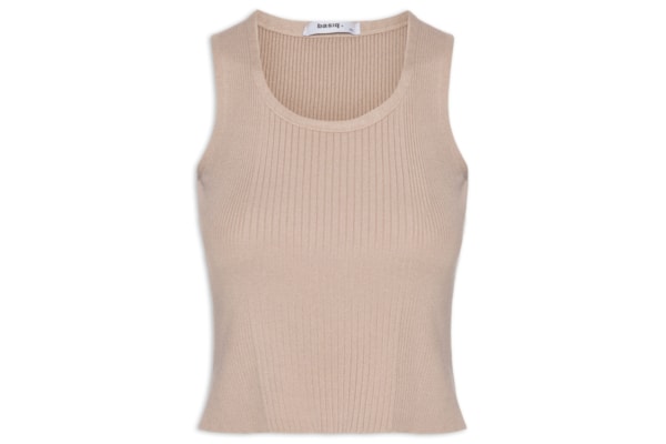 Regata Feminina Tricot Básica - Bege