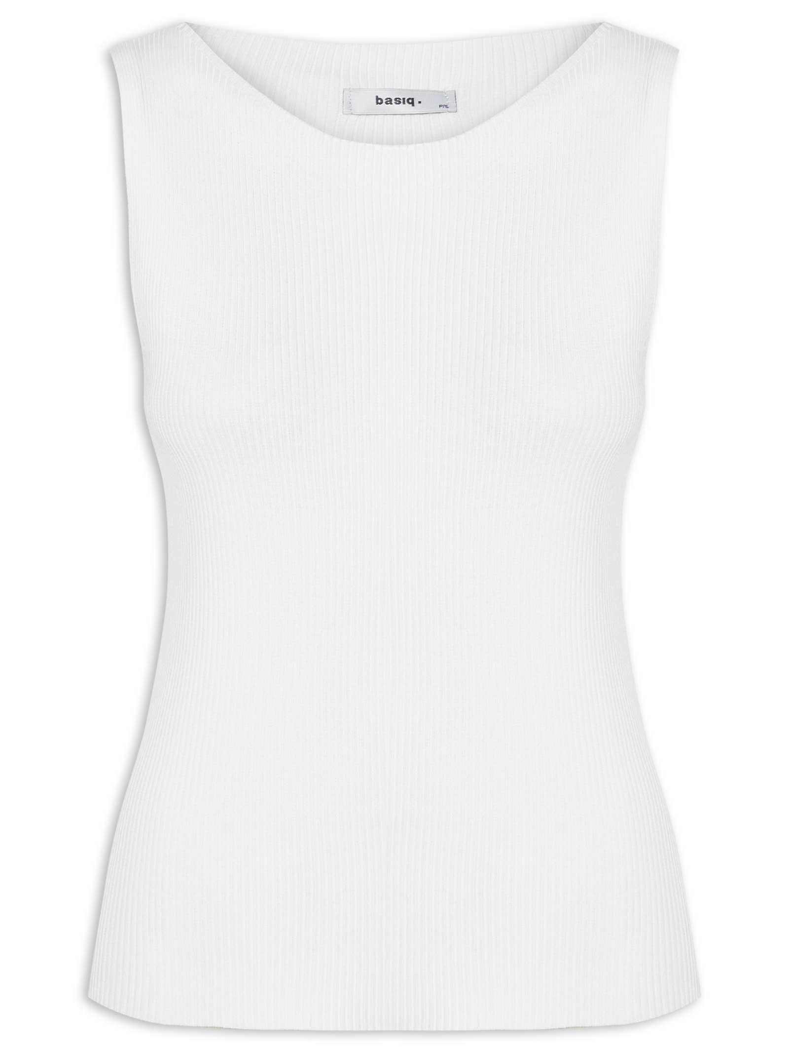 Regata Feminina Tricot Básica Branco Basiq