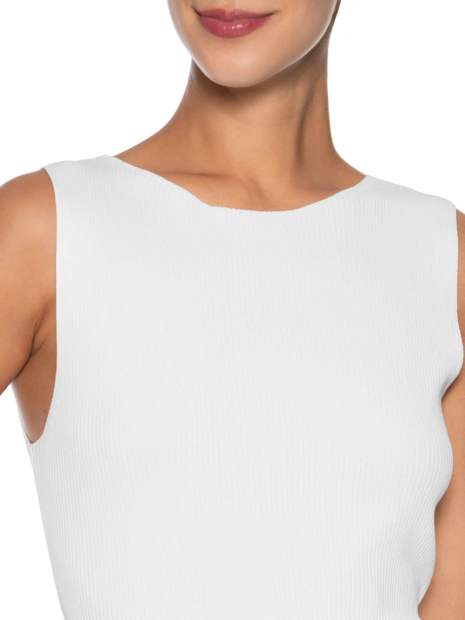 Regata Feminina Tricot Básica Branco Basiq