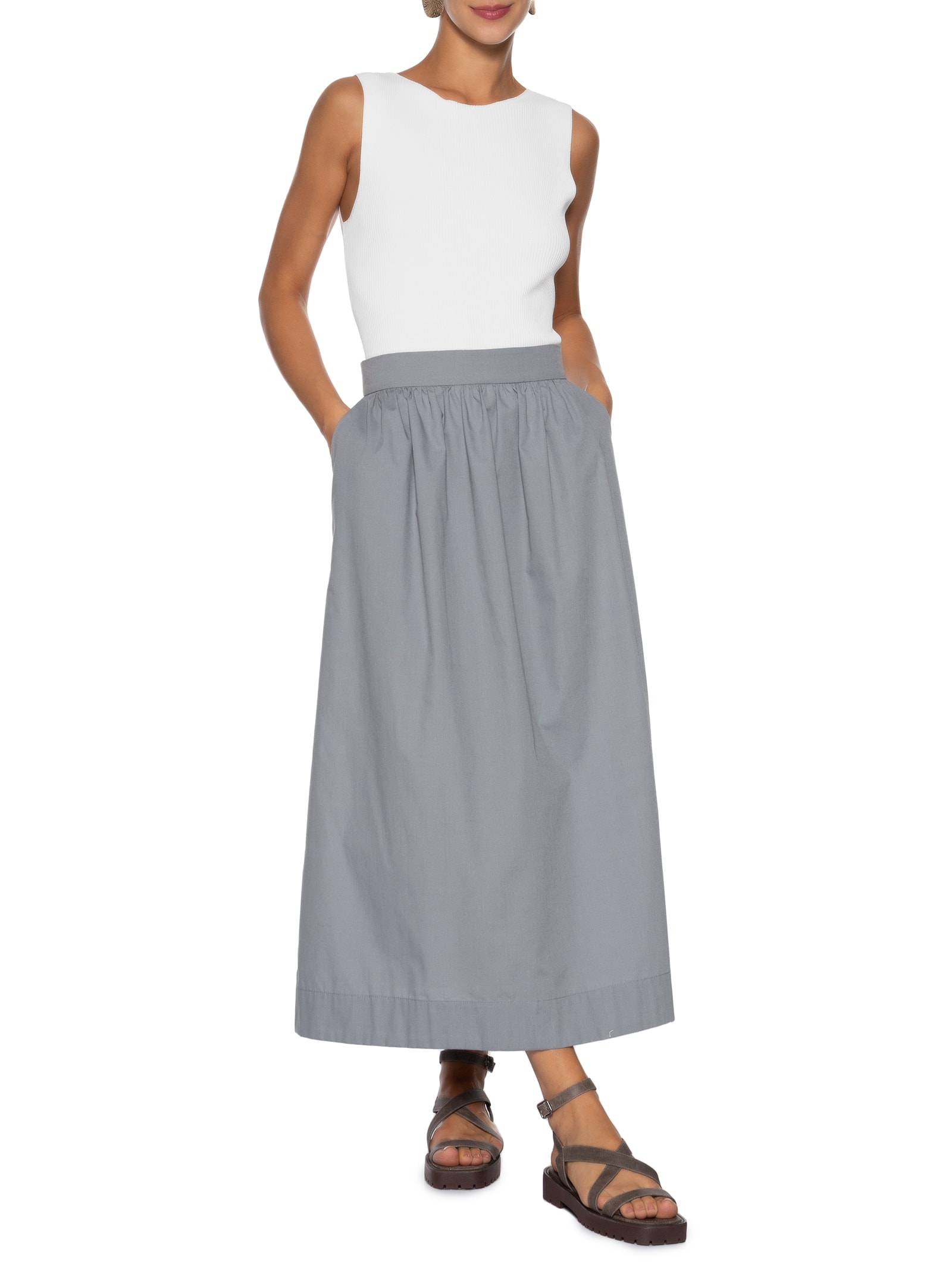 Regata Feminina Tricot Básica Branco Basiq