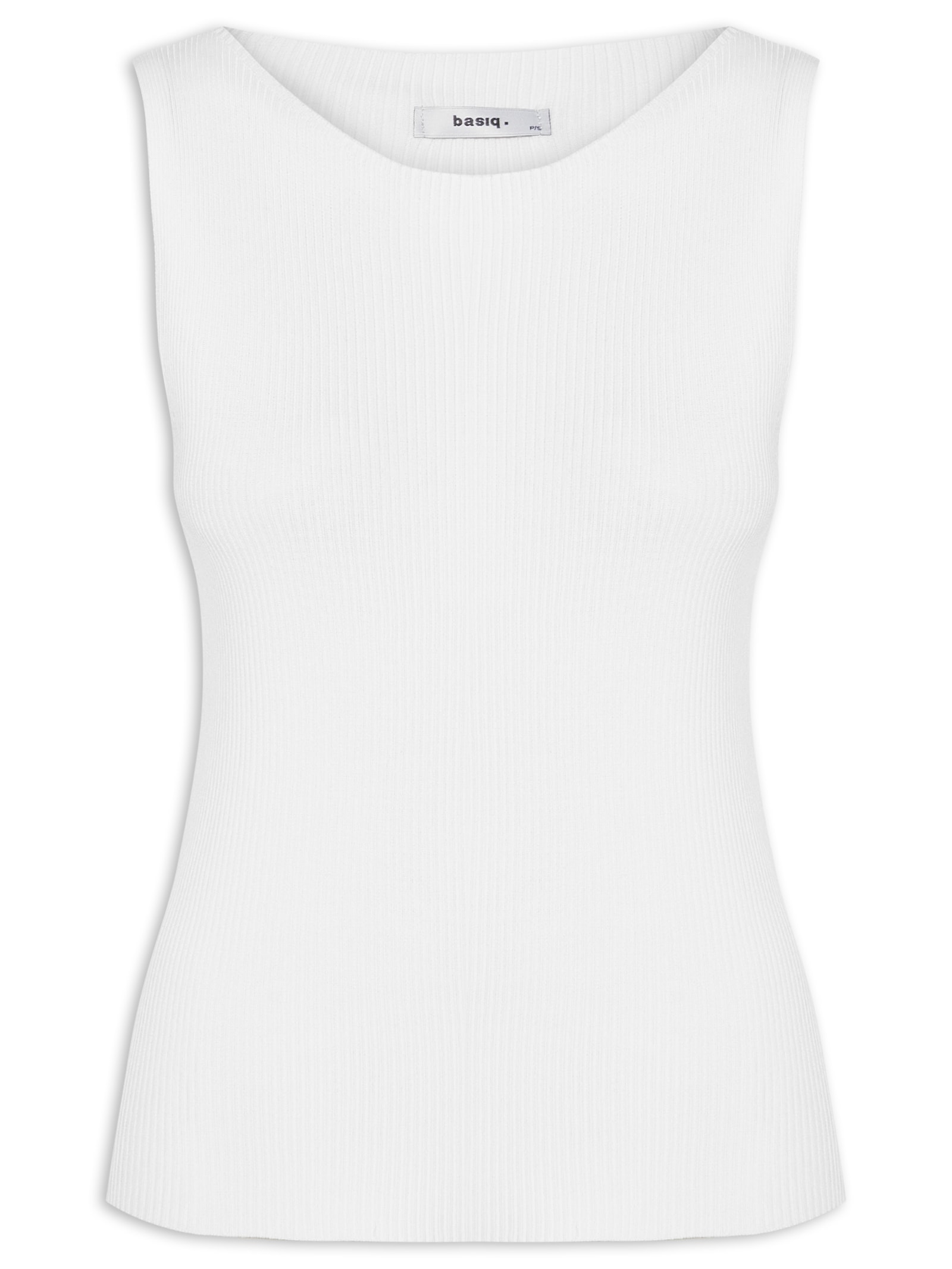Regata Feminina Tricot Básica Branco Basiq