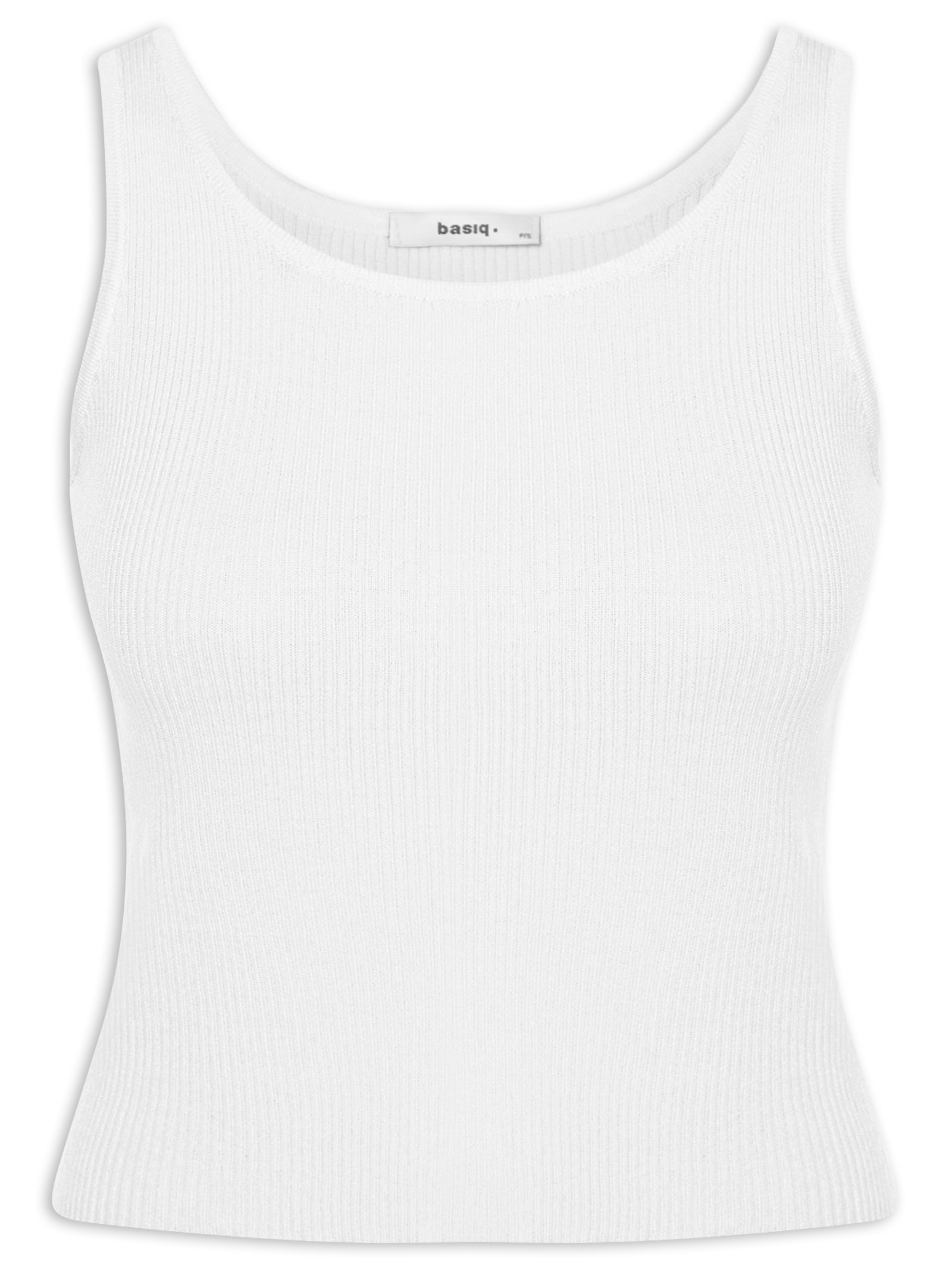Regata Feminina Tricot Básica Branco Basiq