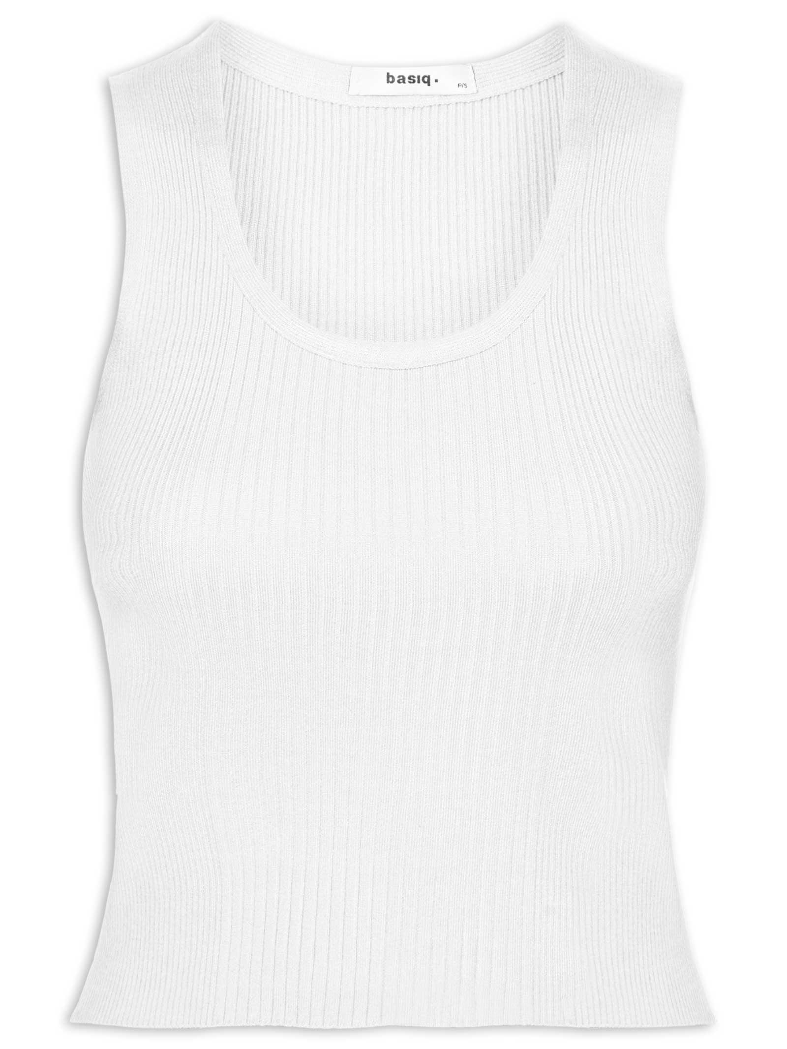 Regata Feminina Tricot Básica Branco Basiq
