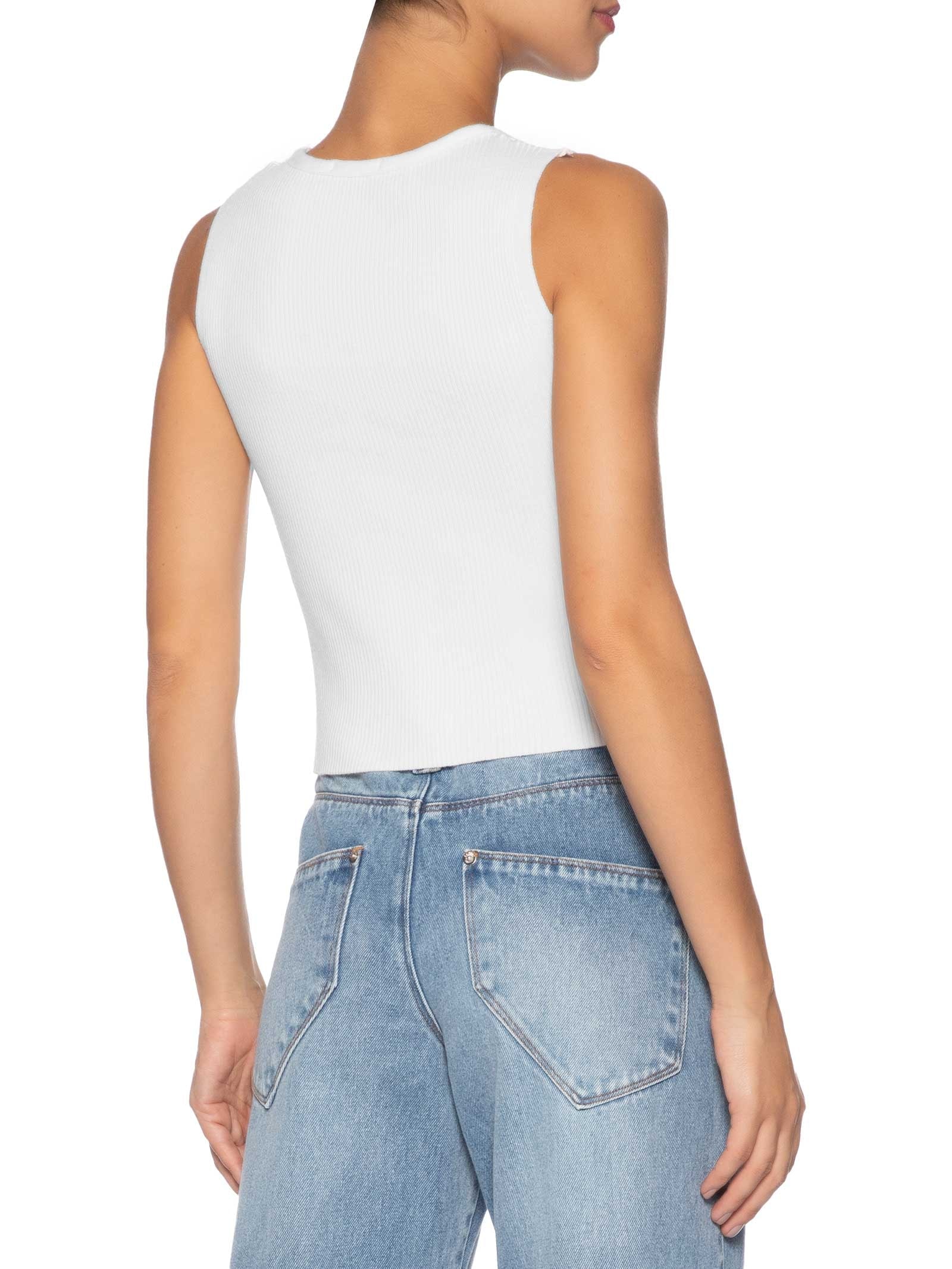 Regata Feminina Tricot Básica Branco Basiq