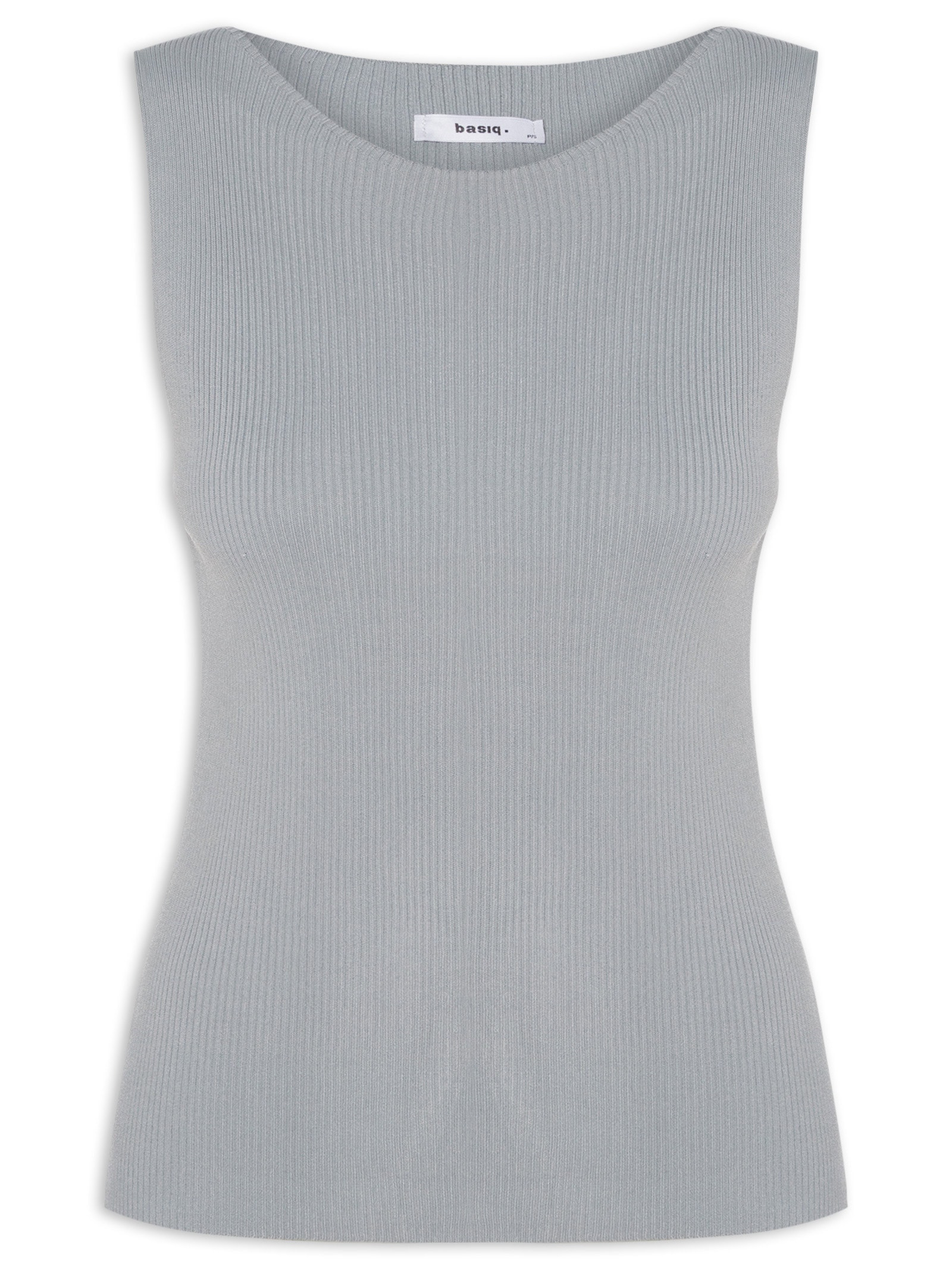 Regata Feminina Tricot Básica Cinza Basiq