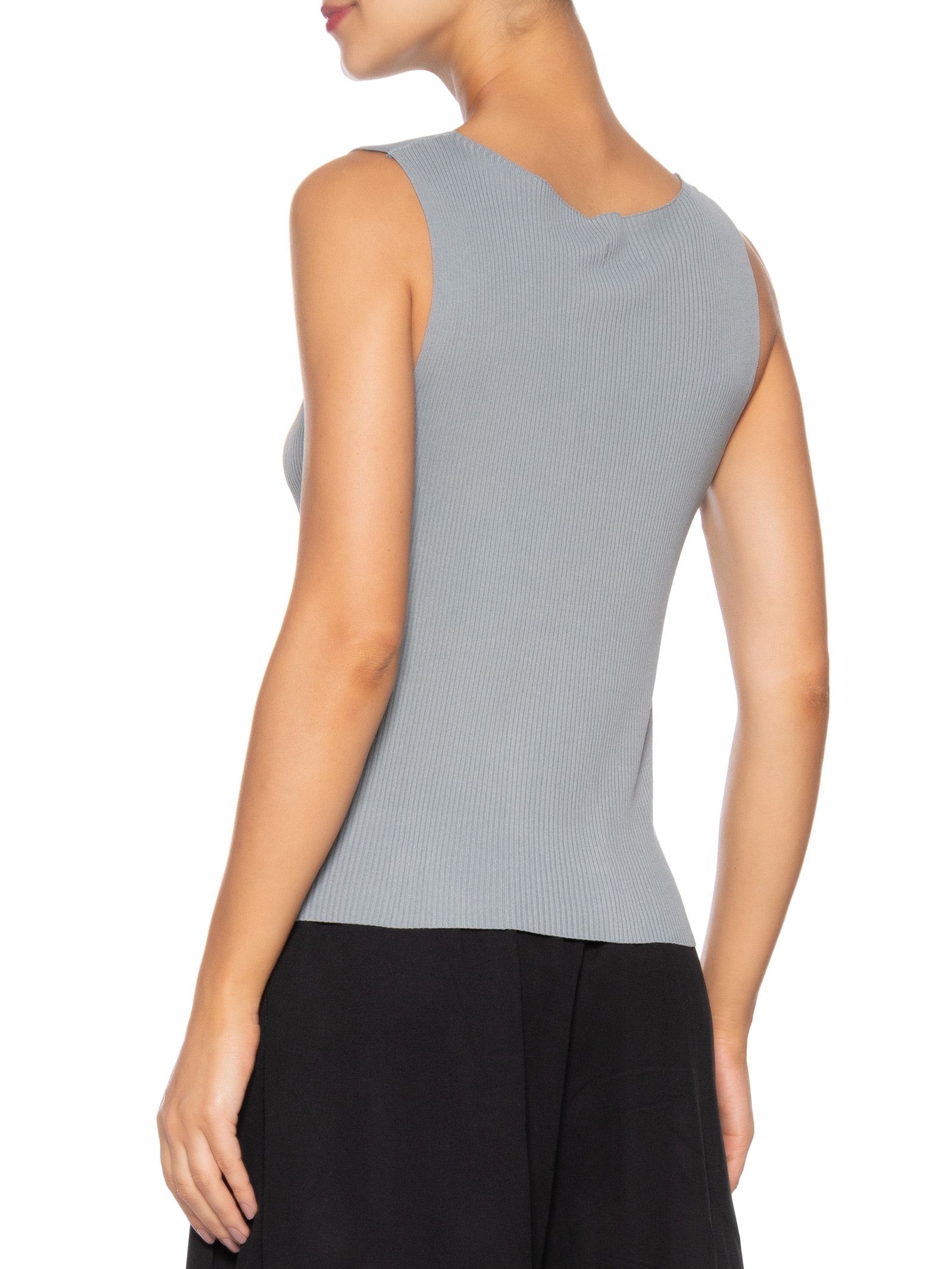 Regata Feminina Tricot Básica Cinza Basiq