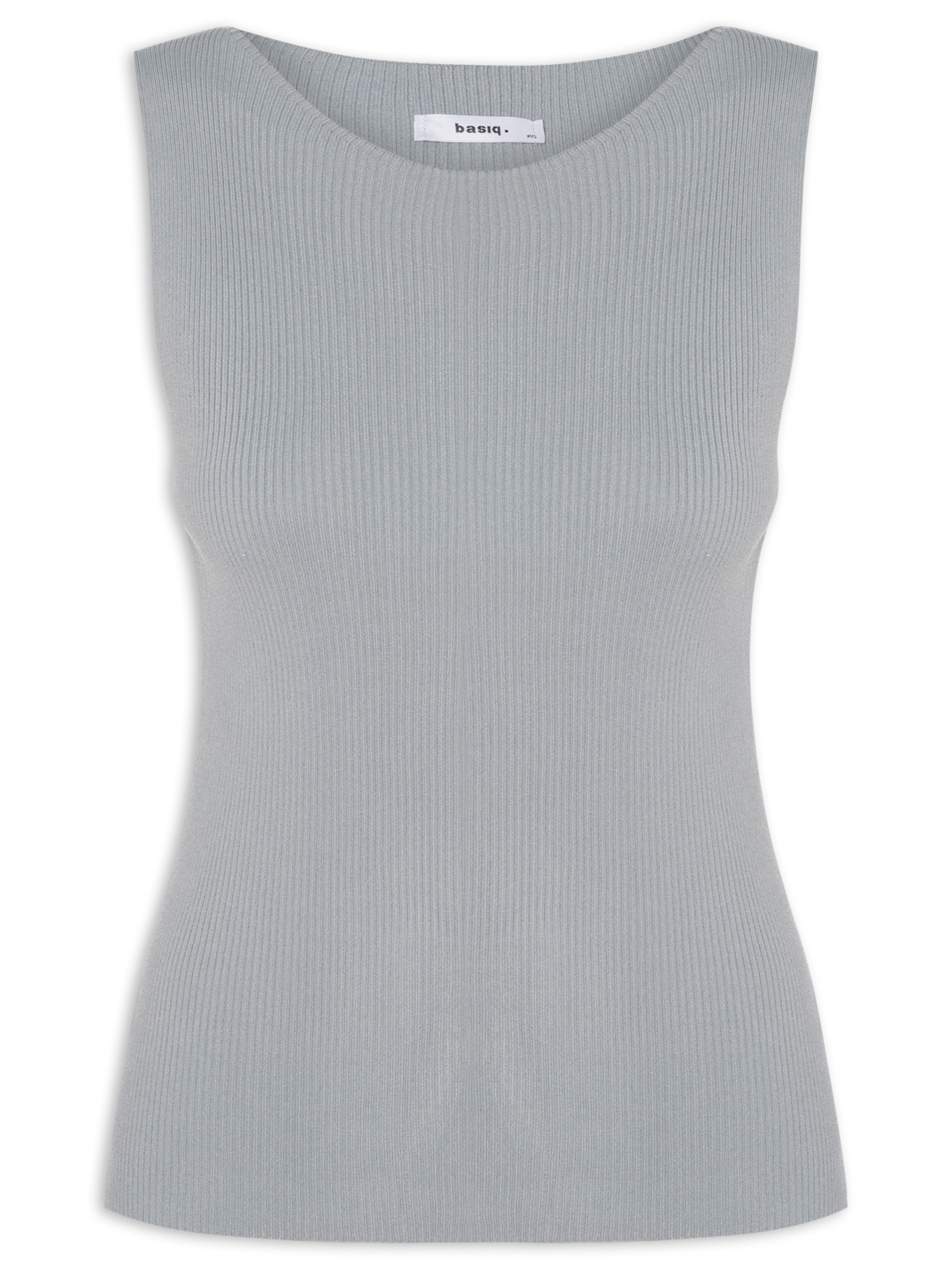 Regata Feminina Tricot Básica Cinza Basiq