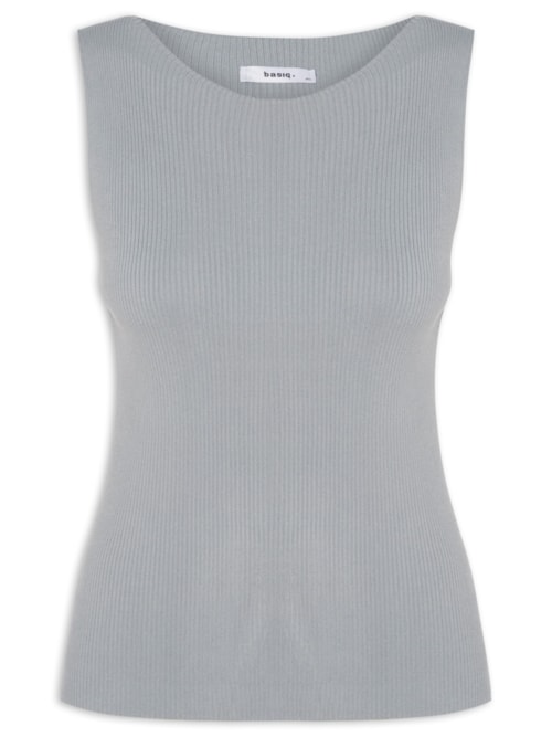 Regata Feminina Tricot Básica – Cinza