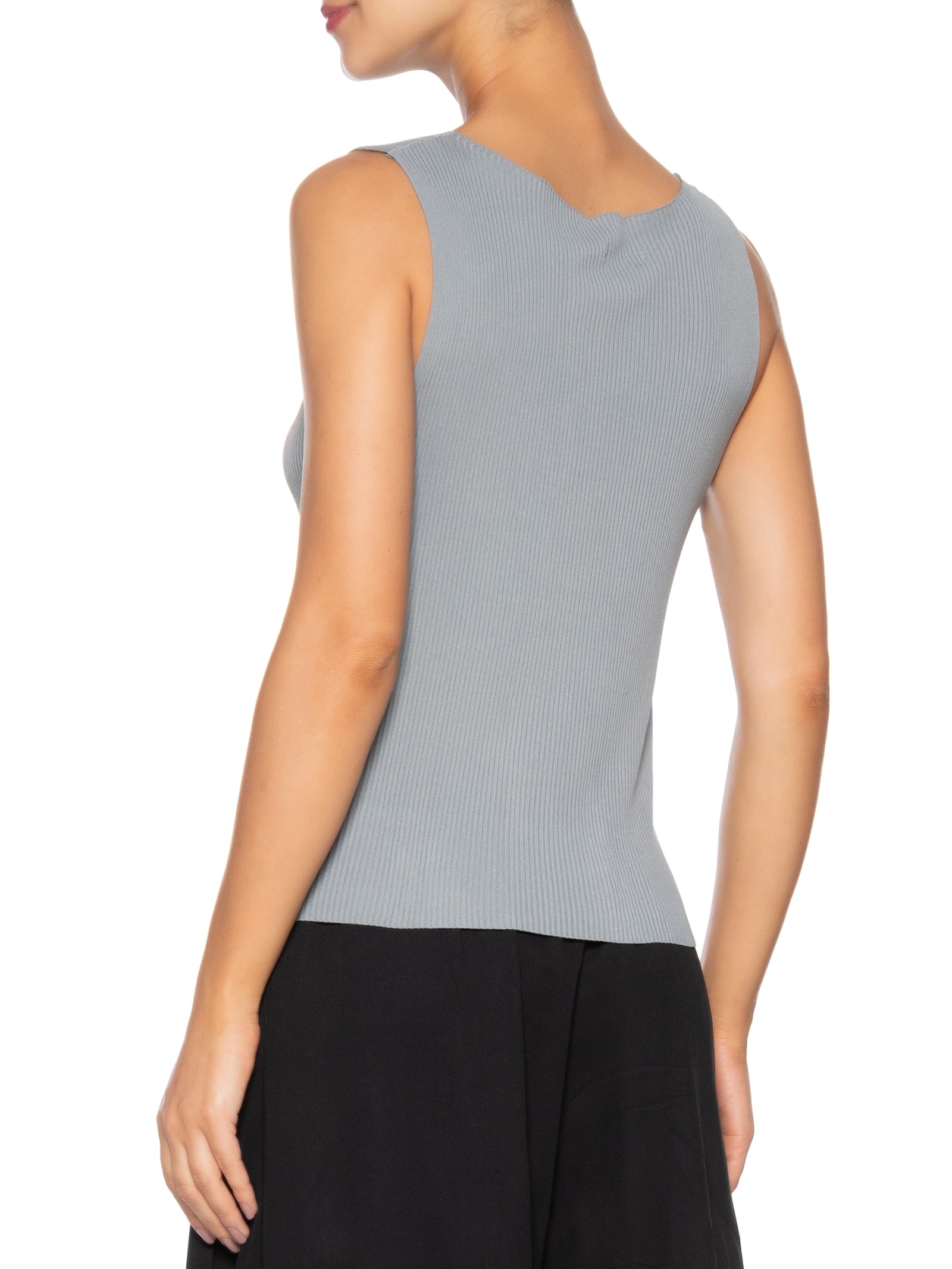 Regata Feminina Tricot Básica Cinza Basiq