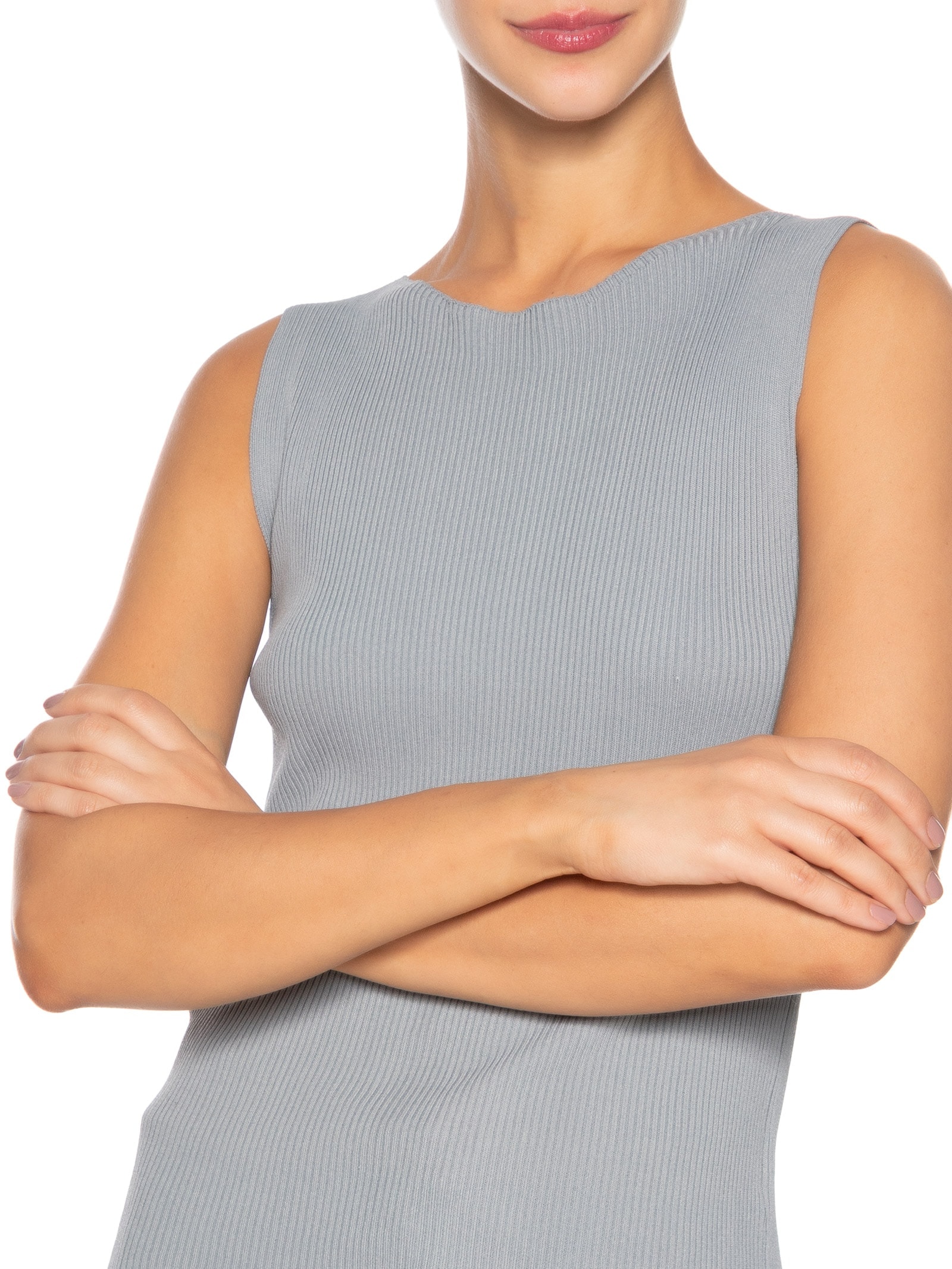 Regata Feminina Tricot Básica Cinza Basiq