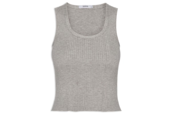 Regata Feminina Tricot Básica - Cinza
