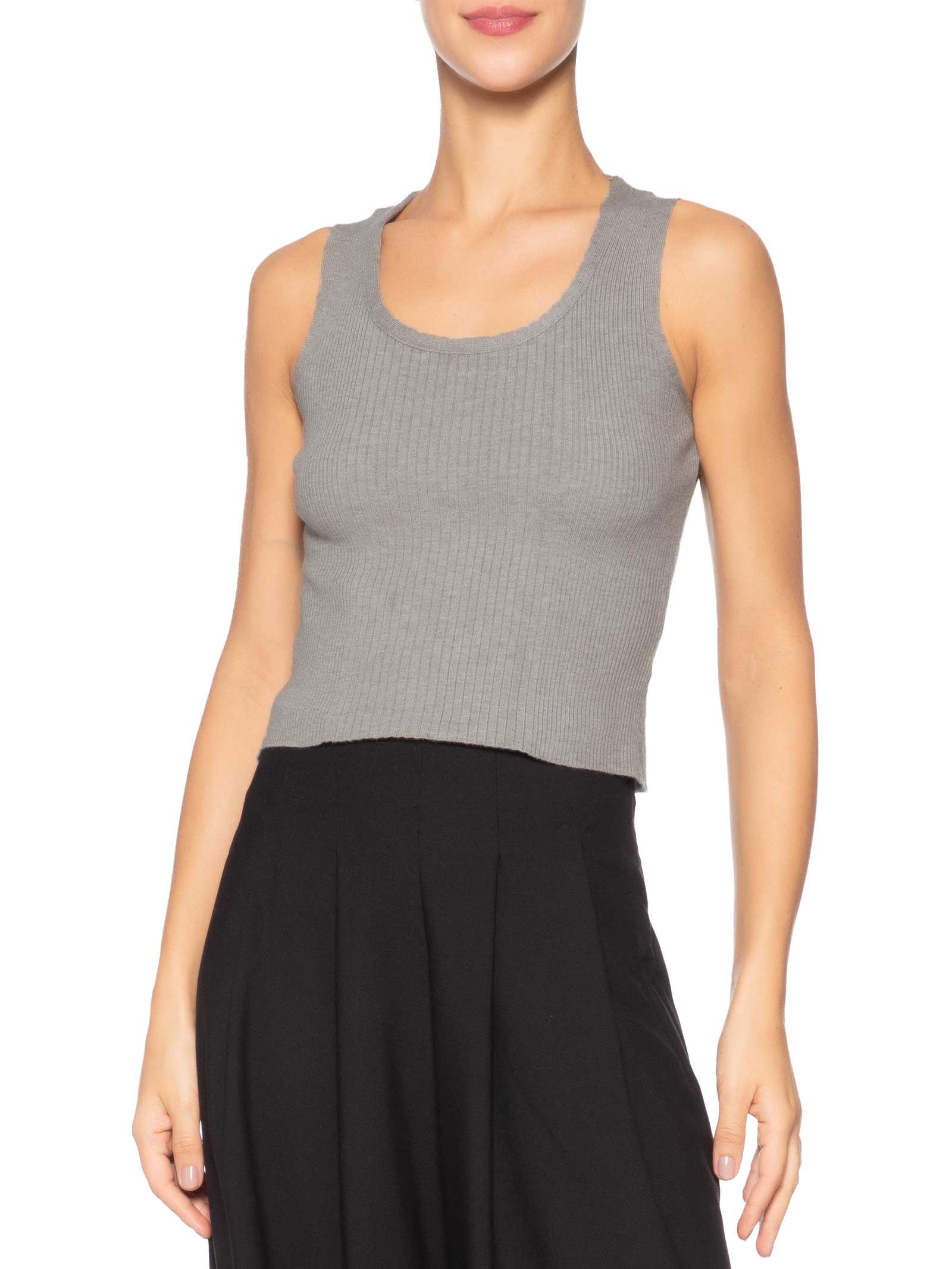 Regata Feminina Tricot Básica Cinza Basiq