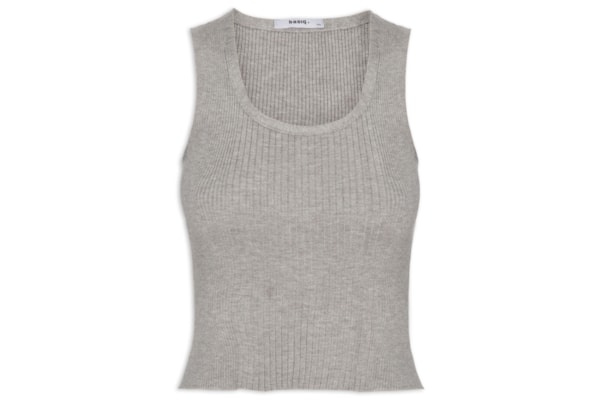 Regata Feminina Tricot Básica - Cinza