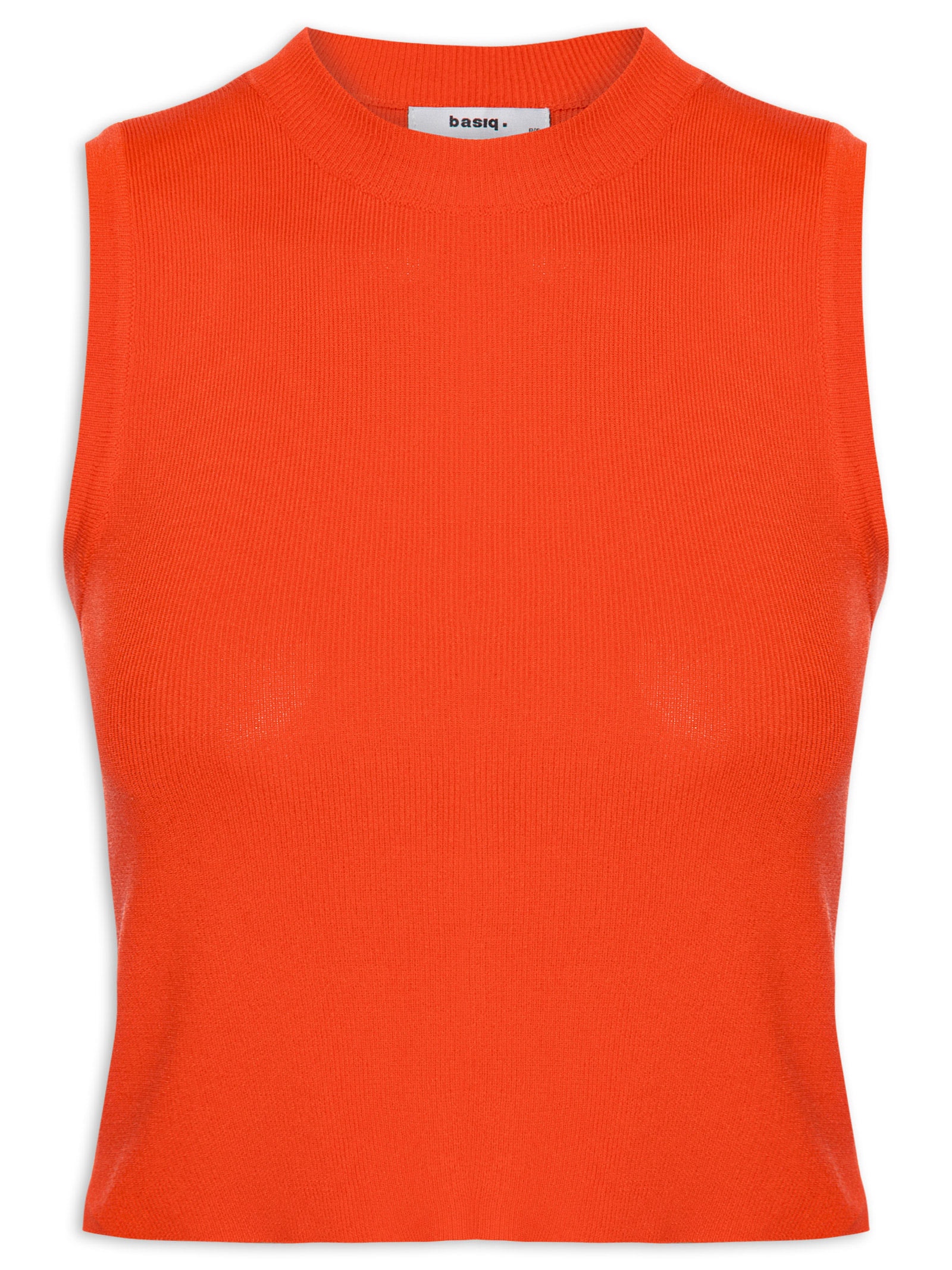 Regata Feminina Tricot Básica Laranja Basiq