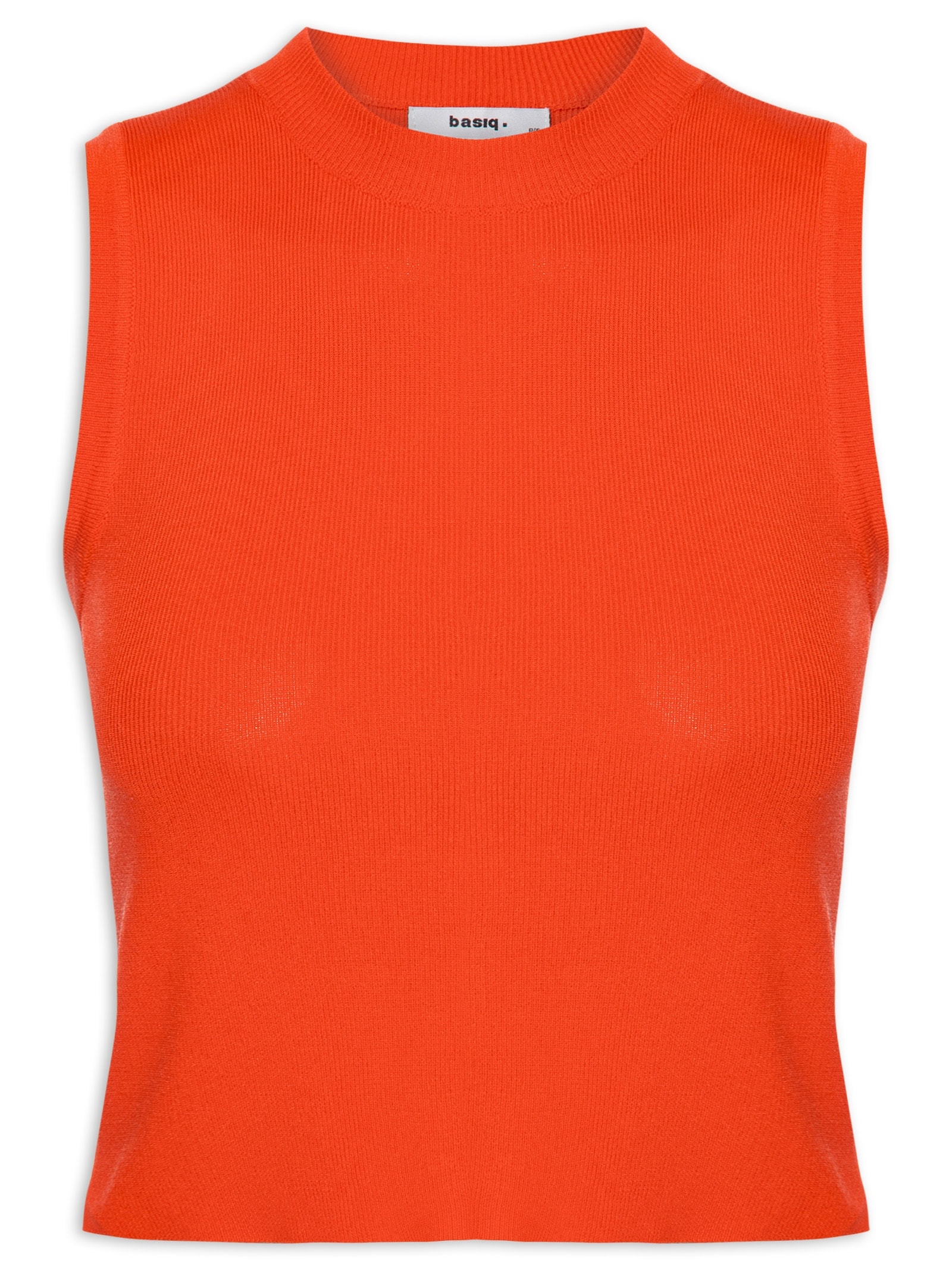 Regata Feminina Tricot Básica Laranja Basiq