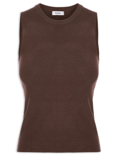 Regata Feminina Tricot Básica – Marrom