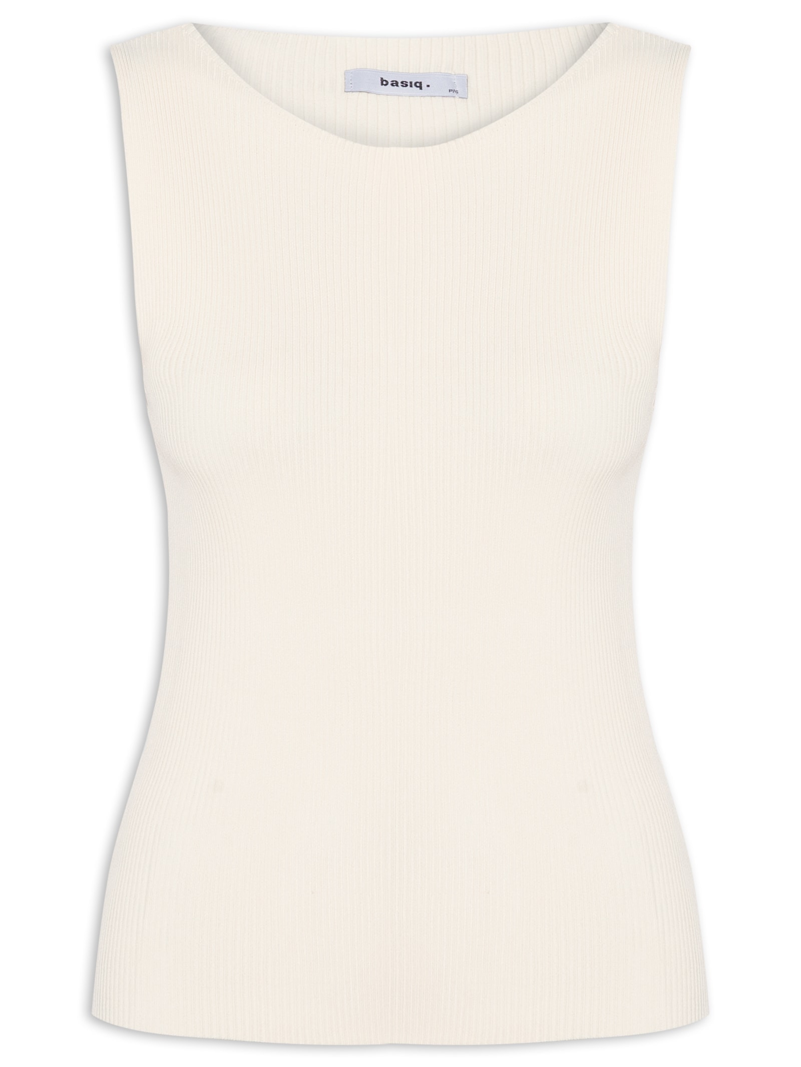 Regata Feminina Tricot Básica Off White Basiq
