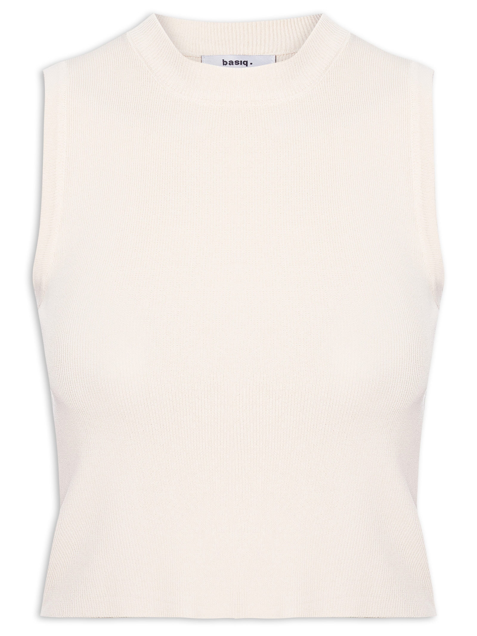 Regata Feminina Tricot Básica Off White Basiq