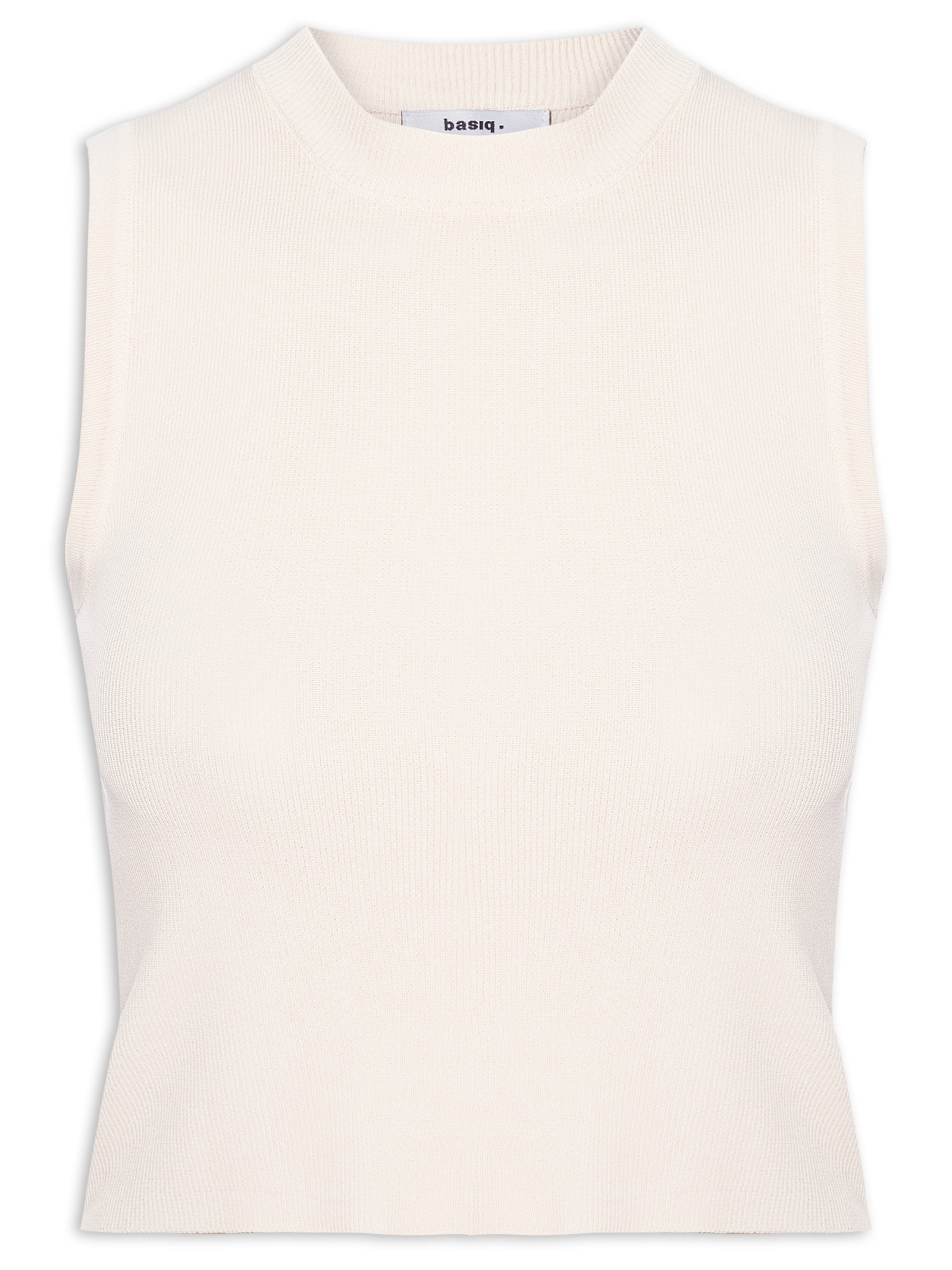 Regata Feminina Tricot Básica Off White Basiq