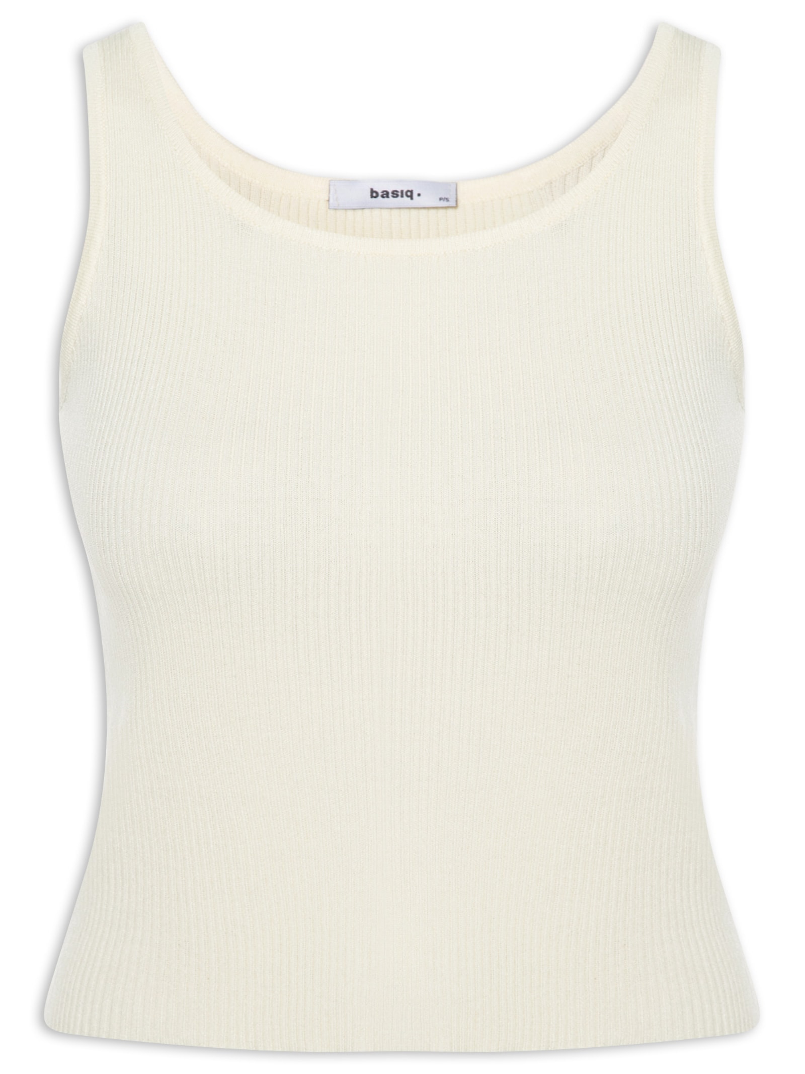 Regata Feminina Tricot Básica Off White Basiq