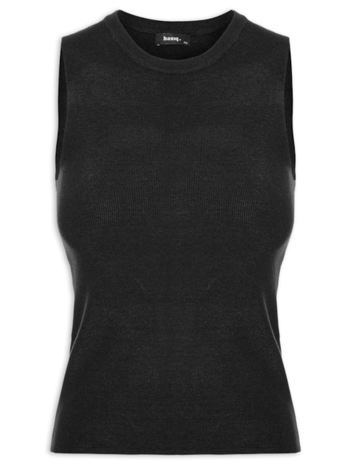 Regata Feminina Tricot Básica – Preto
