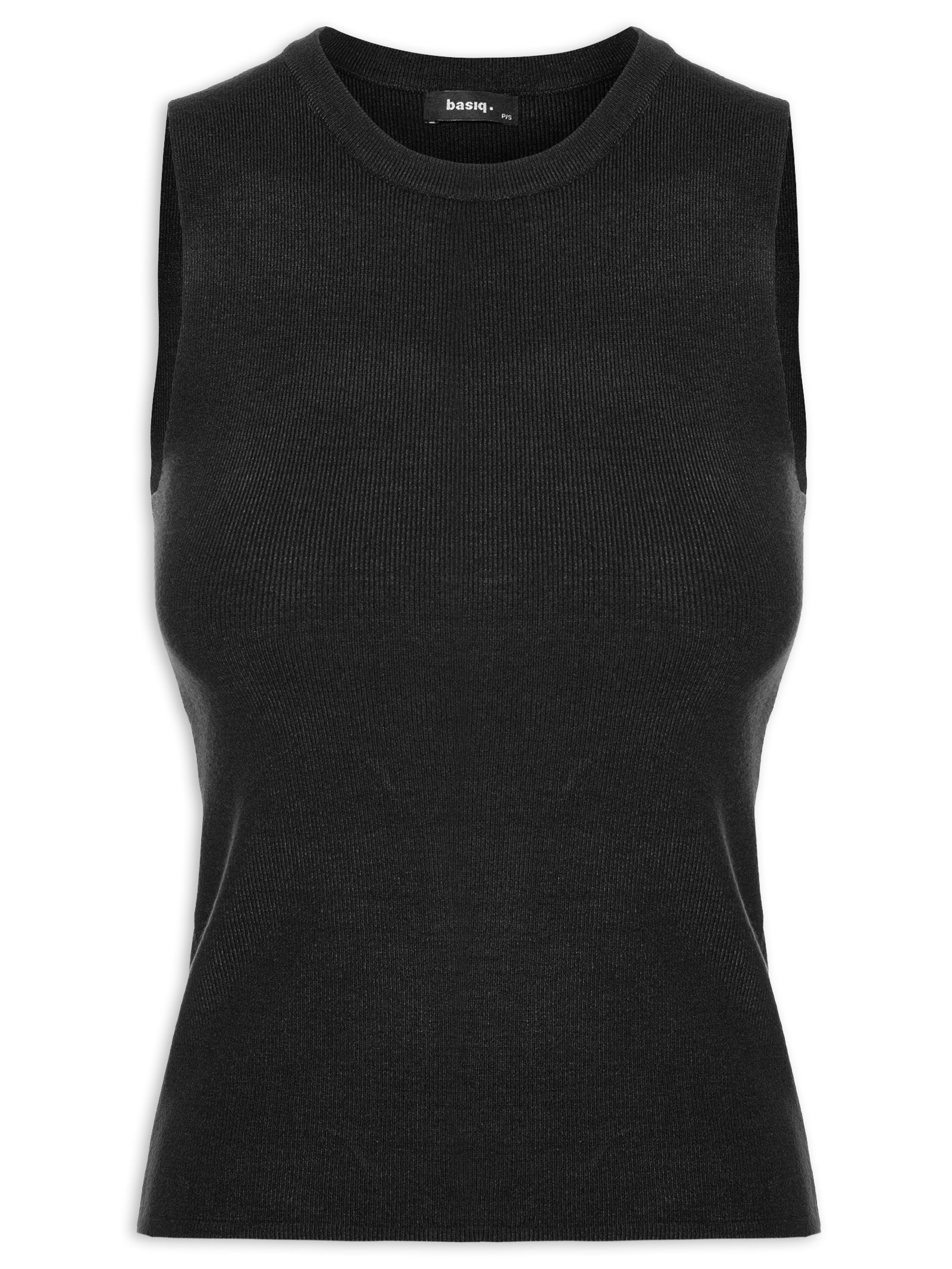 Regata Feminina Tricot Básica Preto  Basiq