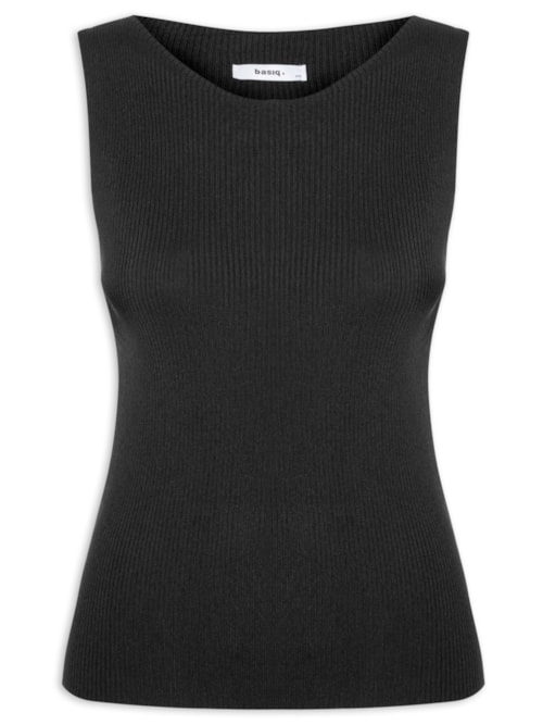 Regata Feminina Tricot Básica – Preto
