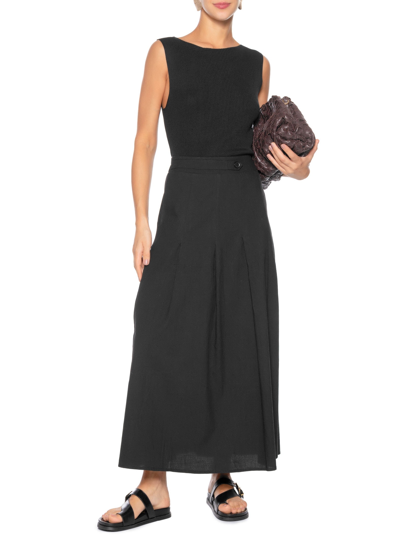 Regata Feminina Tricot Básica Preto Basiq