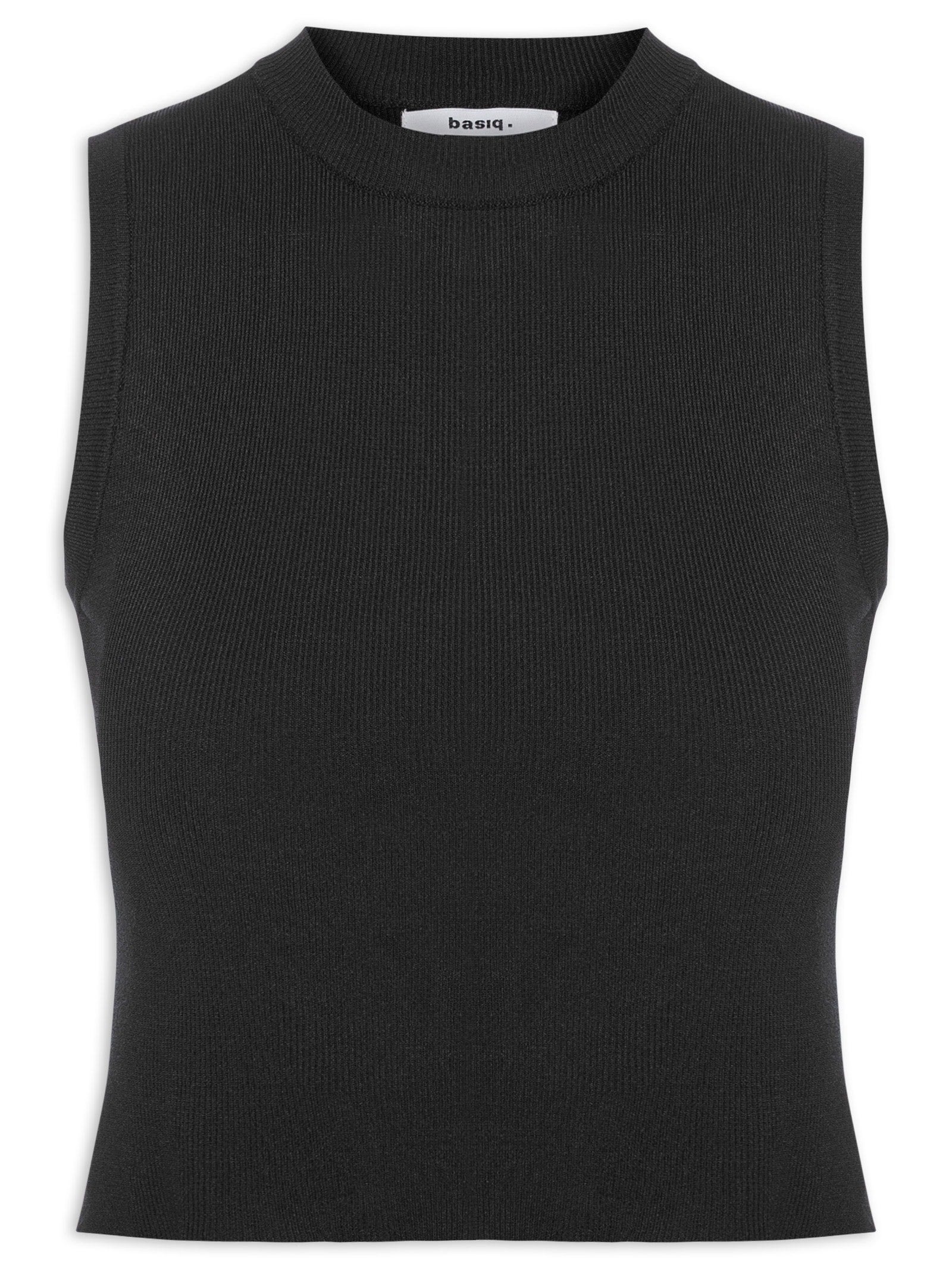 Regata Feminina Tricot Básica Preto Basiq