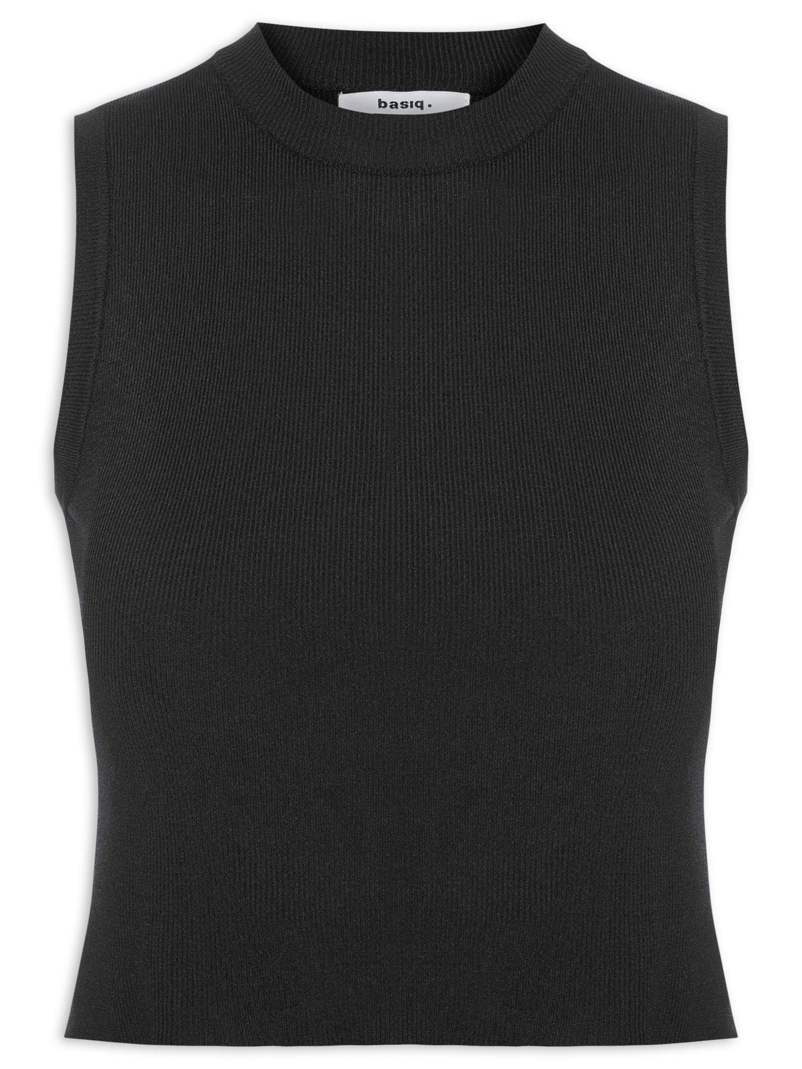 Regata Feminina Tricot Básica Preto Basiq