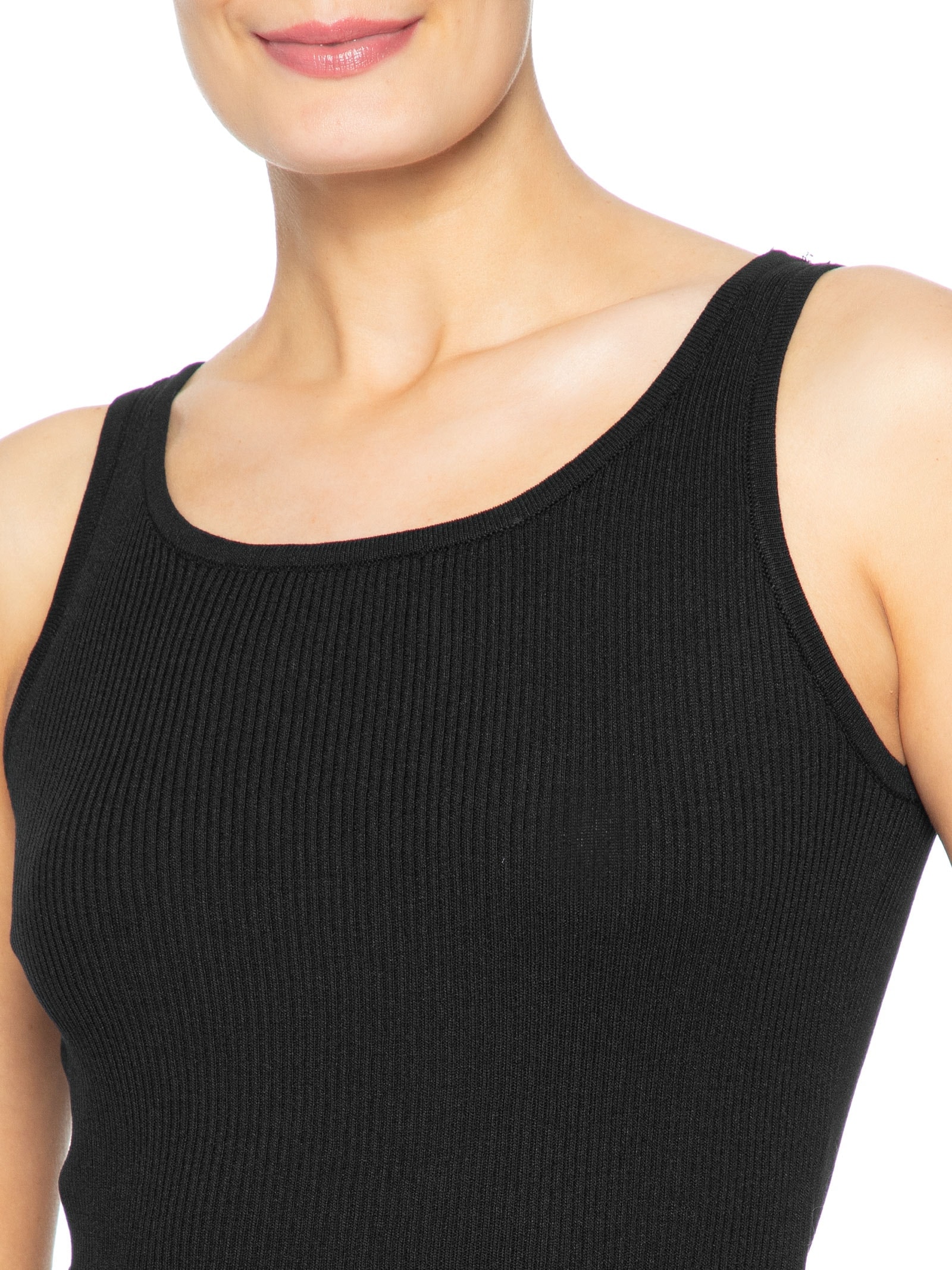 Regata Feminina Tricot Básica Preto Basiq