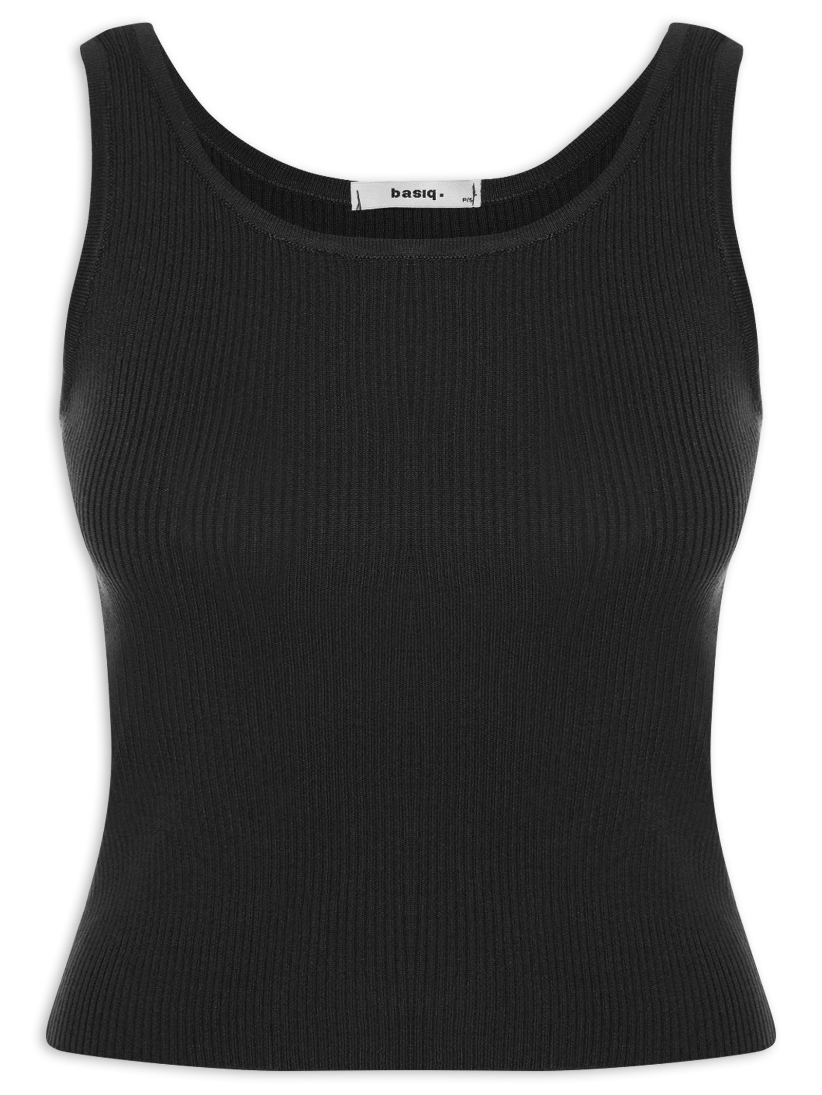 Regata Feminina Tricot Básica Preto Basiq