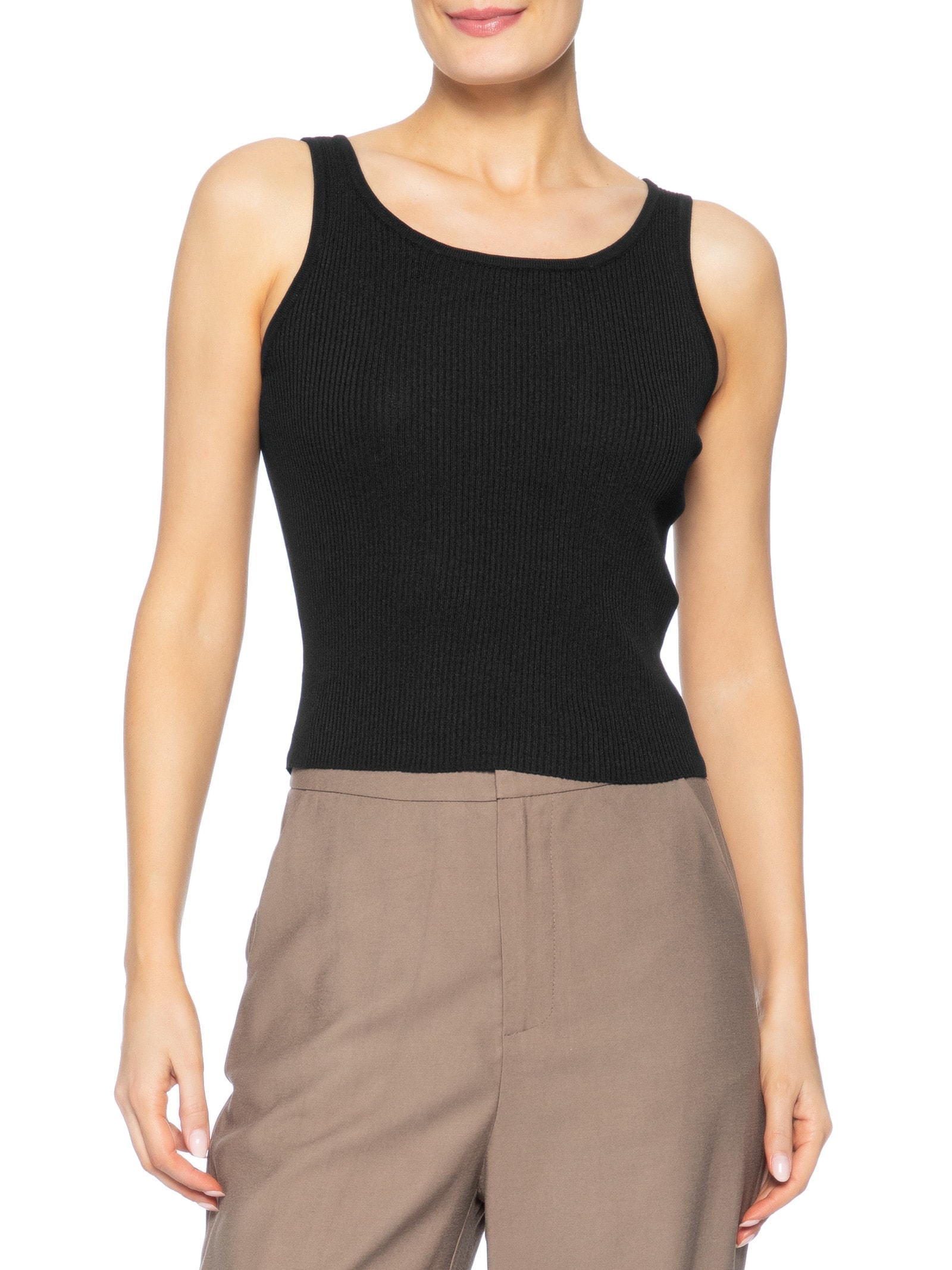 Regata Feminina Tricot Básica Preto Basiq