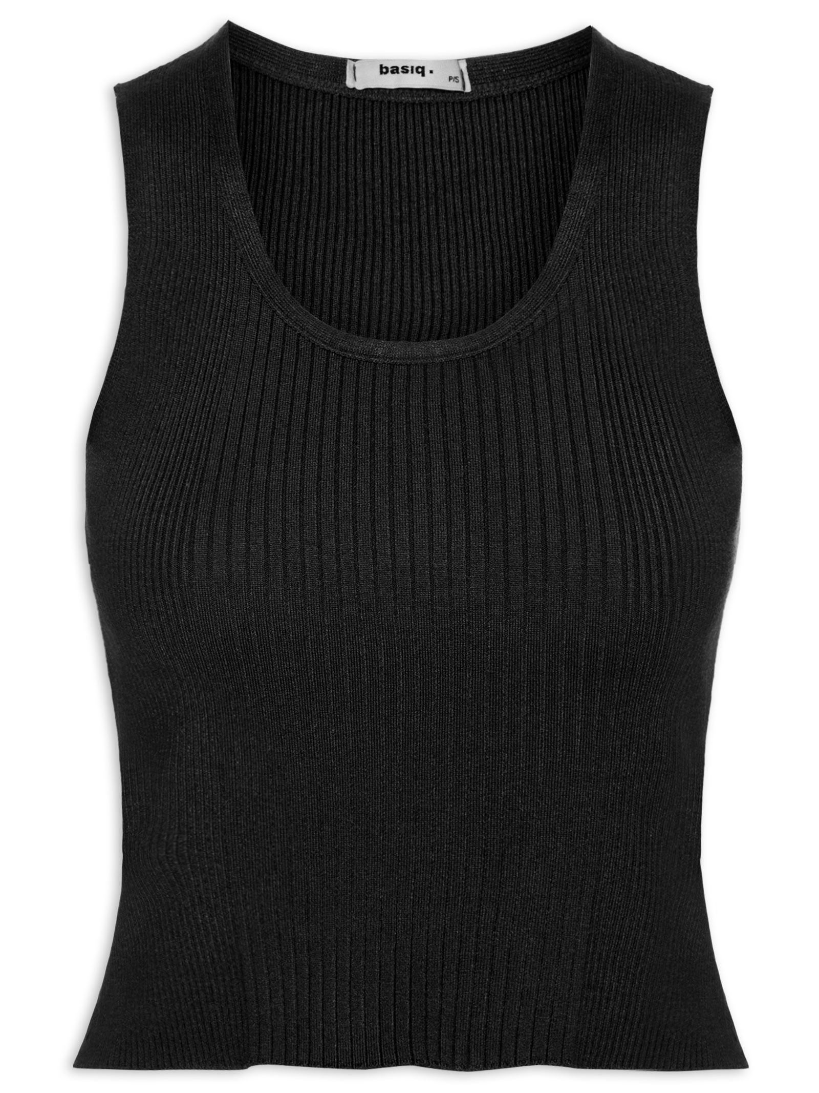Regata Feminina Tricot Básica Preto Basiq