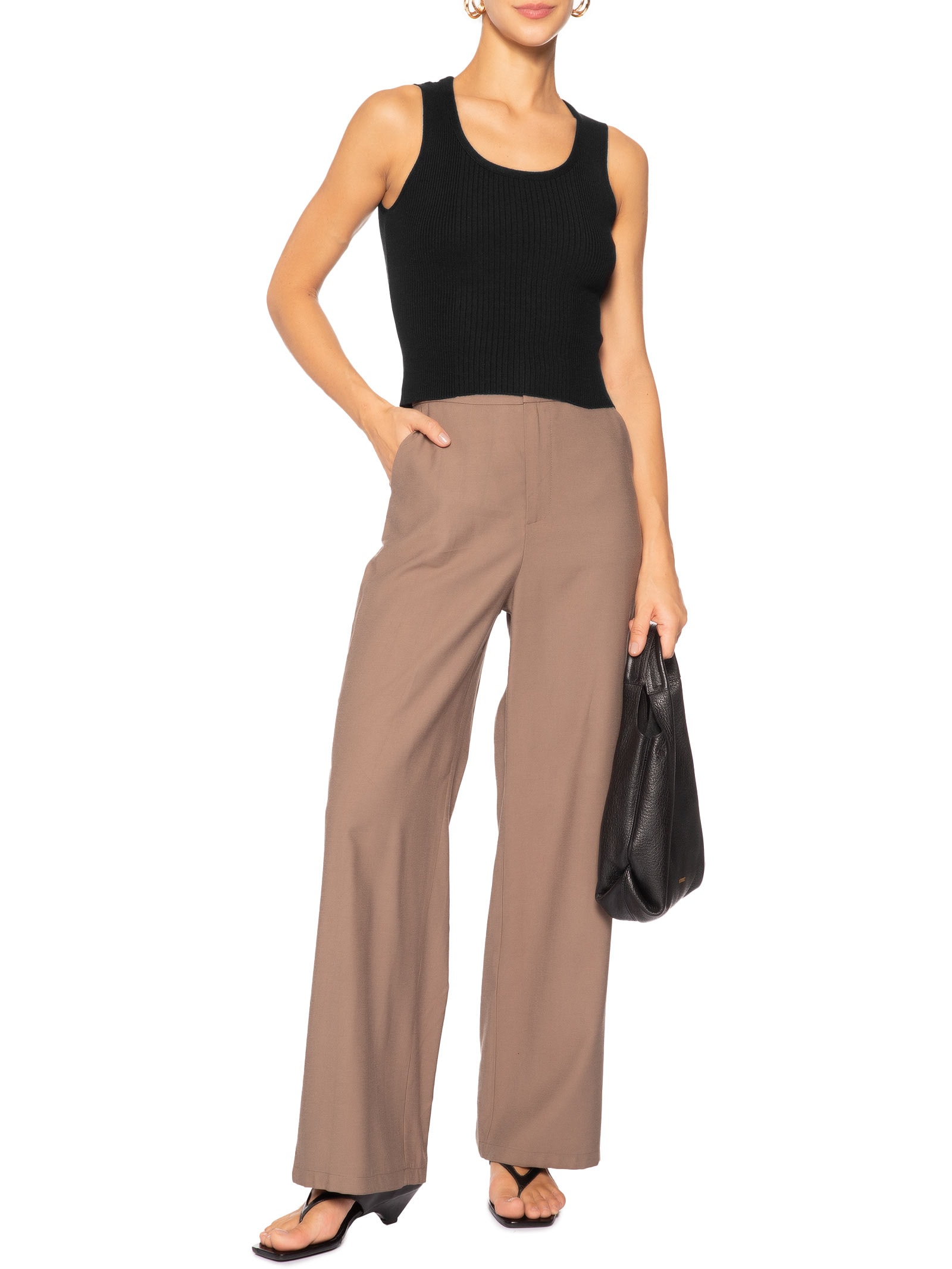 Regata Feminina Tricot Básica Preto Basiq